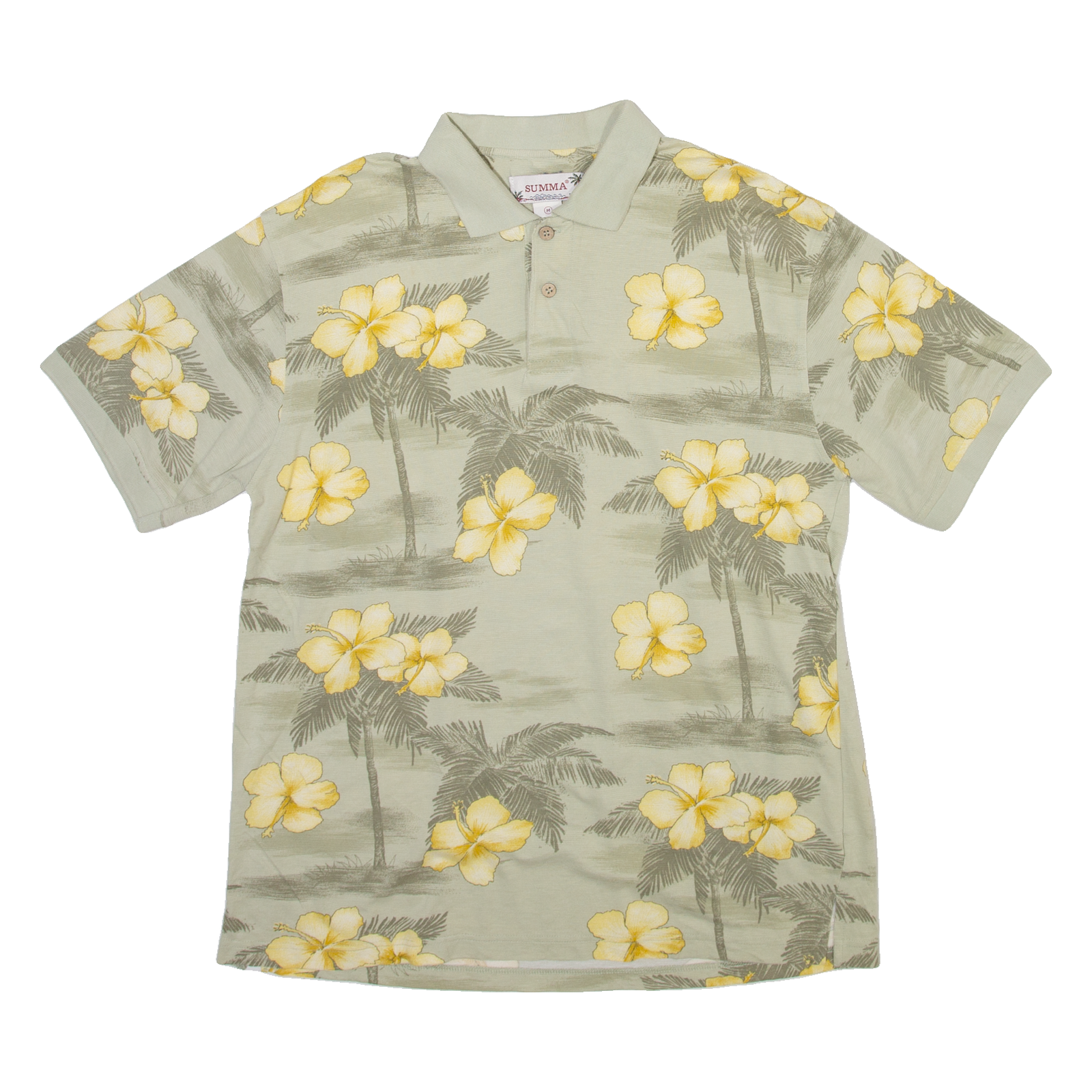 SUMMA Mens Polo Shirt Green Floral M Refurbished - N/A refurbished available on Cerqular
