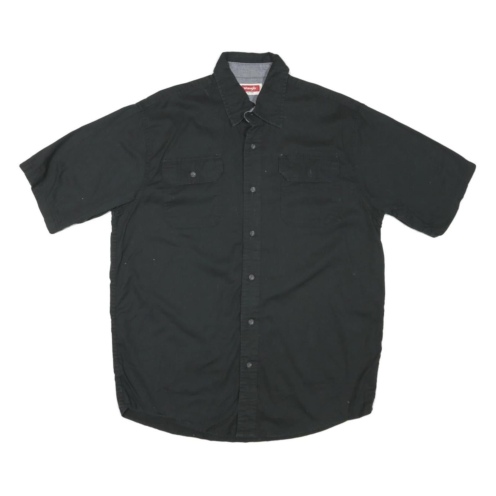 WRANGLER Mens Black Cotton Blend Short Sleeve Shirt M Casual Button-Up Refurbished - N/A refurbished available on Cerqular