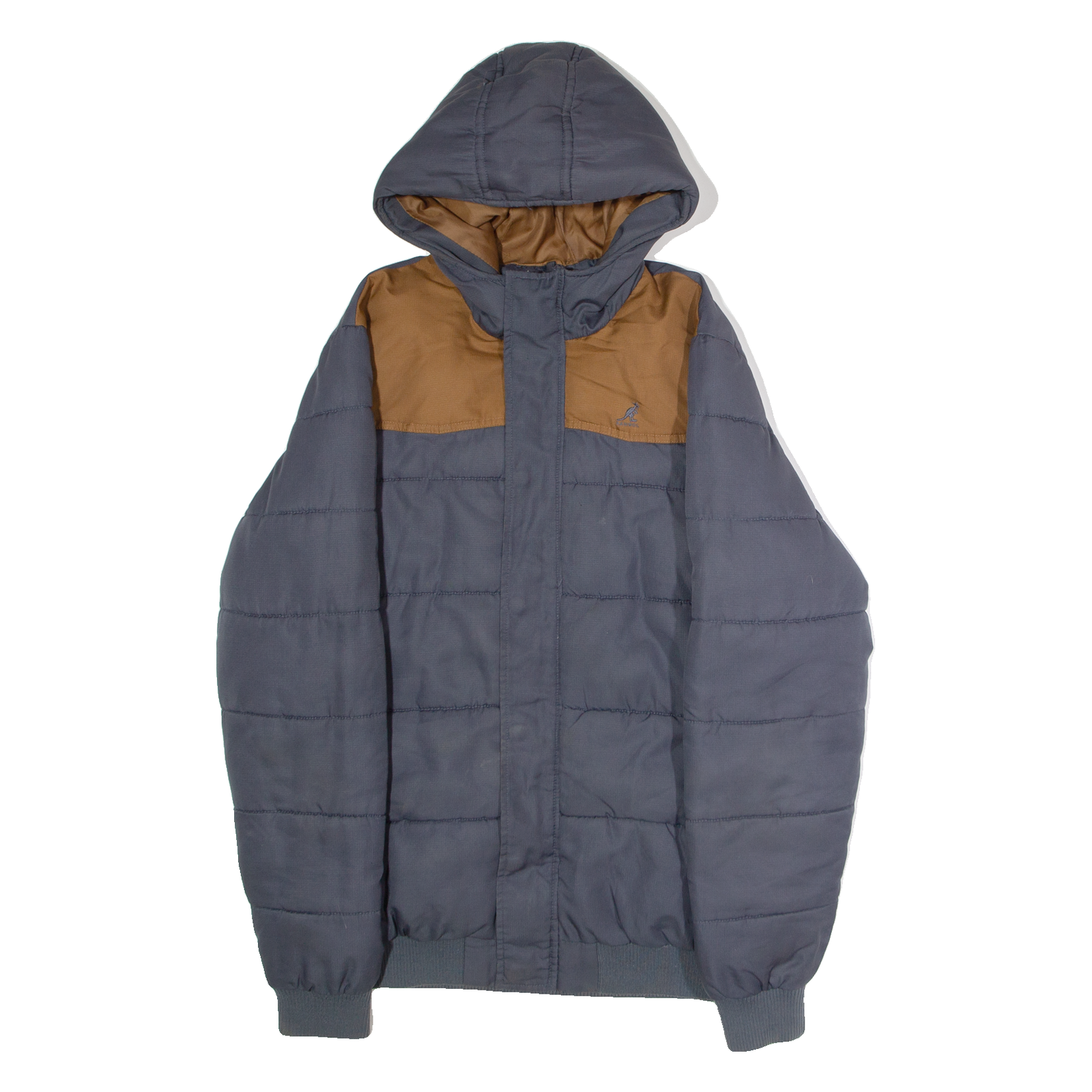 KANGOL Mens Puffer Jacket Blue Hooded Colourblock M Refurbished - N/A refurbished available on Cerqular