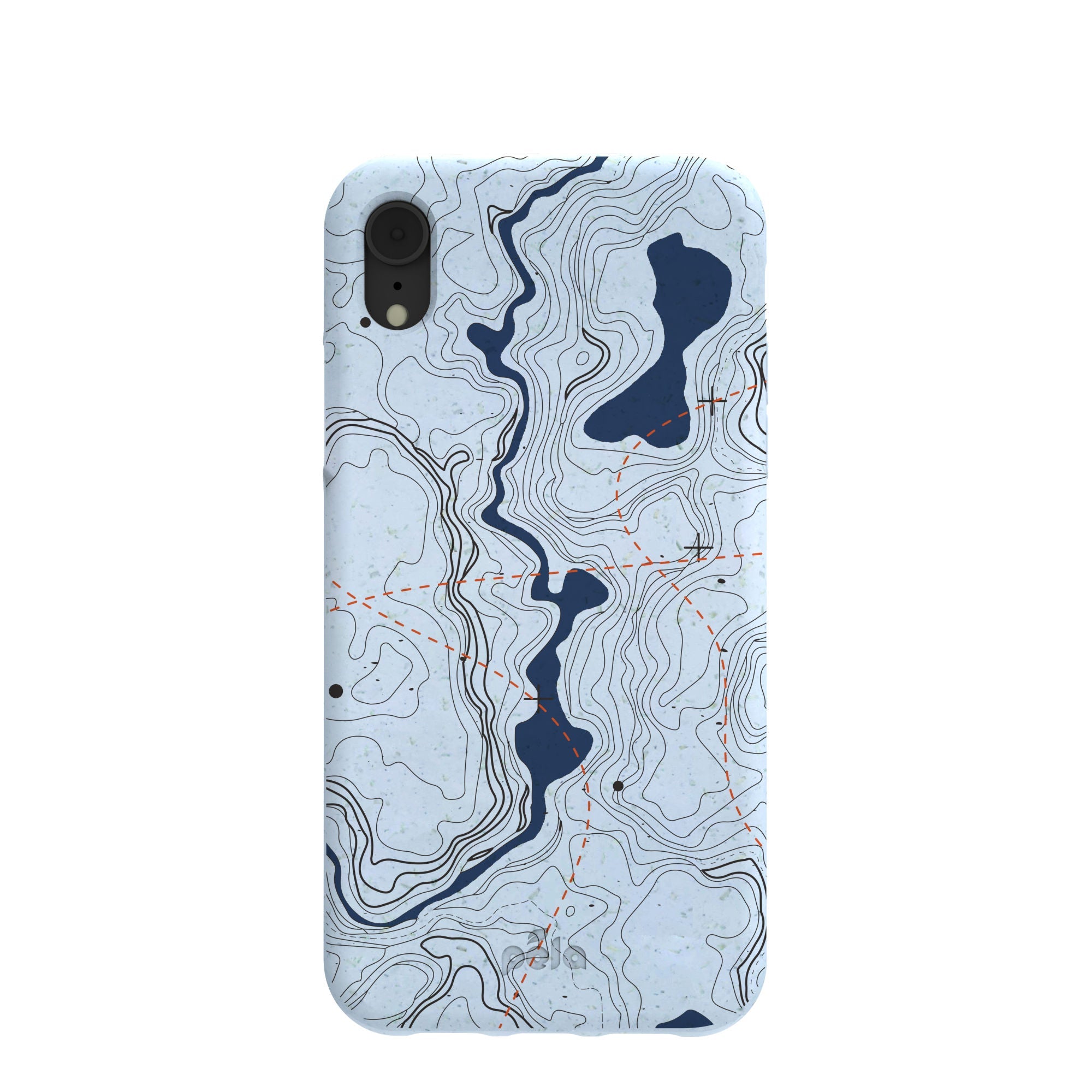 Powder Blue Contour Lines iPhone XR Case Refurbished - Pela Case refurbished available on Cerqular