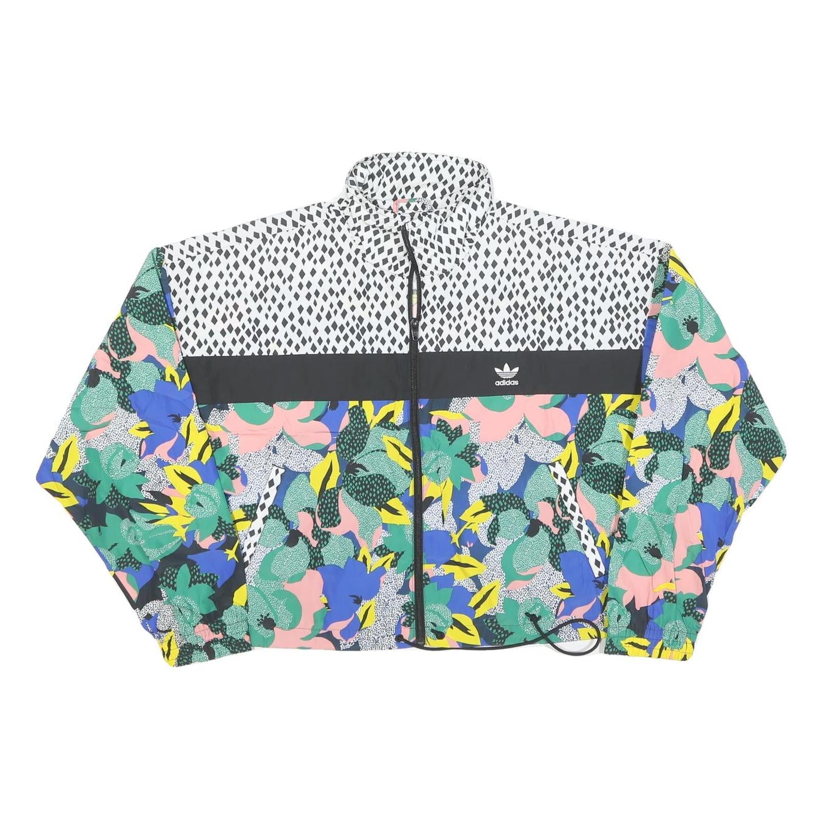 ADIDAS Womens Colourblock Floral Print Nylon Track Jacket UK 18 Zip Casual Refurbished - N/A refurbished available on Cerqular