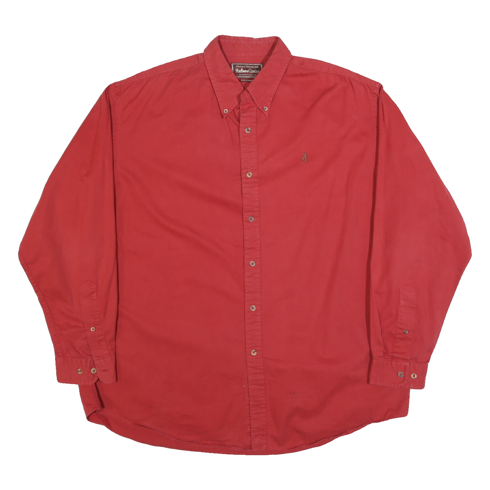 MARLBORO Mens Red Button-Down Cotton Blend Shirt 3XL Classic Casual Long Sleeve Refurbished - N/A refurbished available on Cerqular