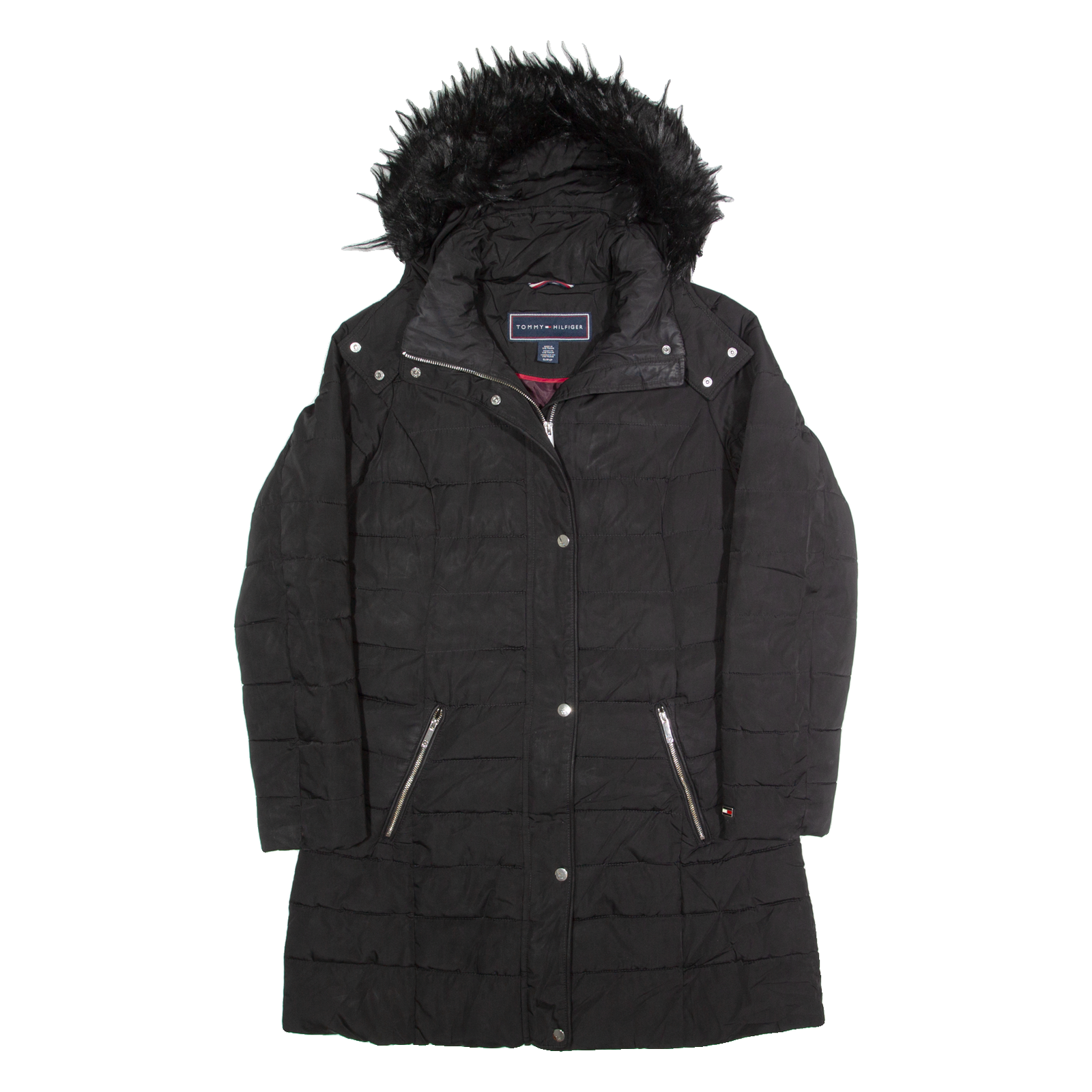 TOMMY HILFIGER Insulated Womens Puffer Coat Black Hooded S Refurbished - N/A refurbished available on Cerqular