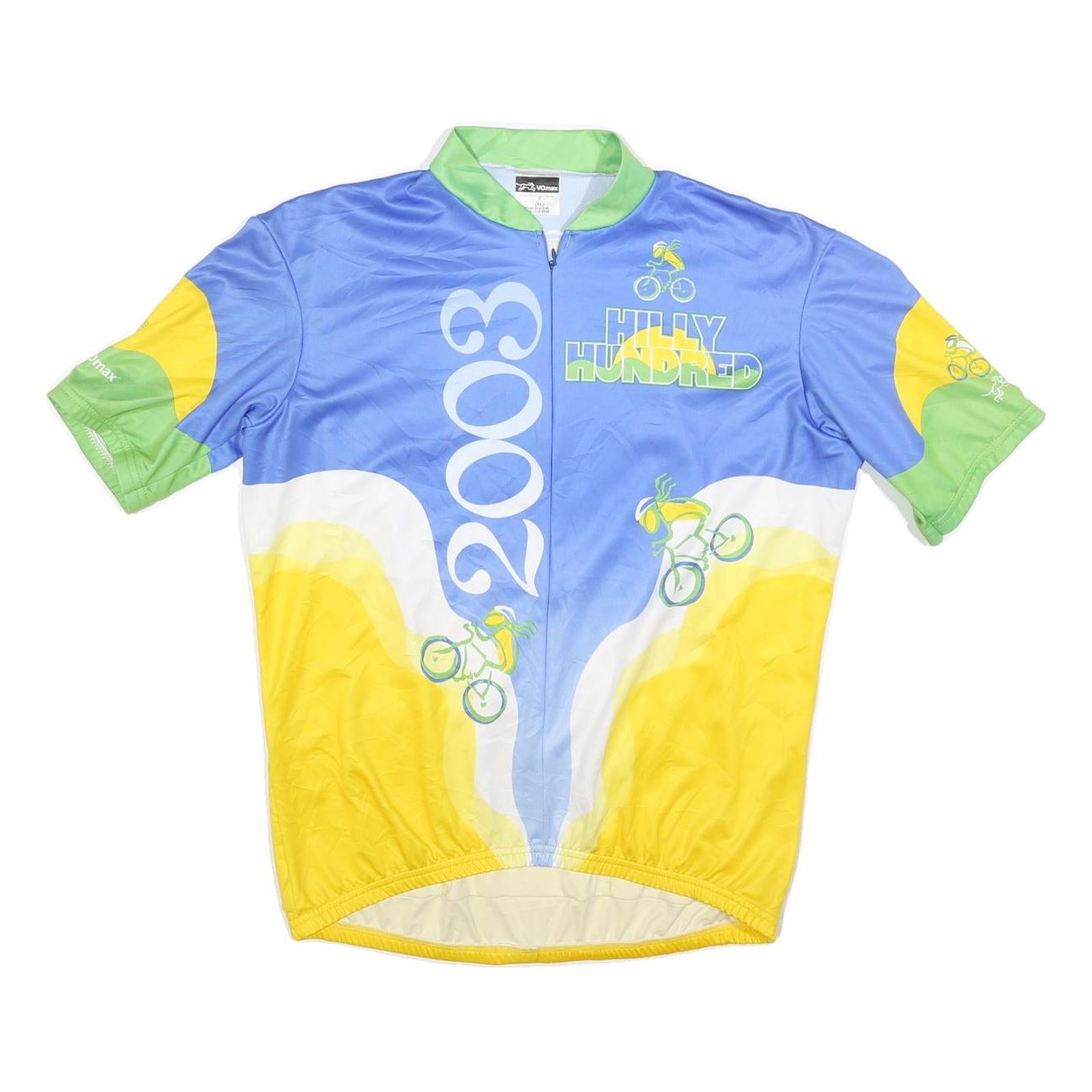 VOMAX Mens Blue & Yellow Hilly Hundred 2003 Cycling T-Shirt XL Short Sleeve Zip Refurbished - N/A refurbished available on Cerqular