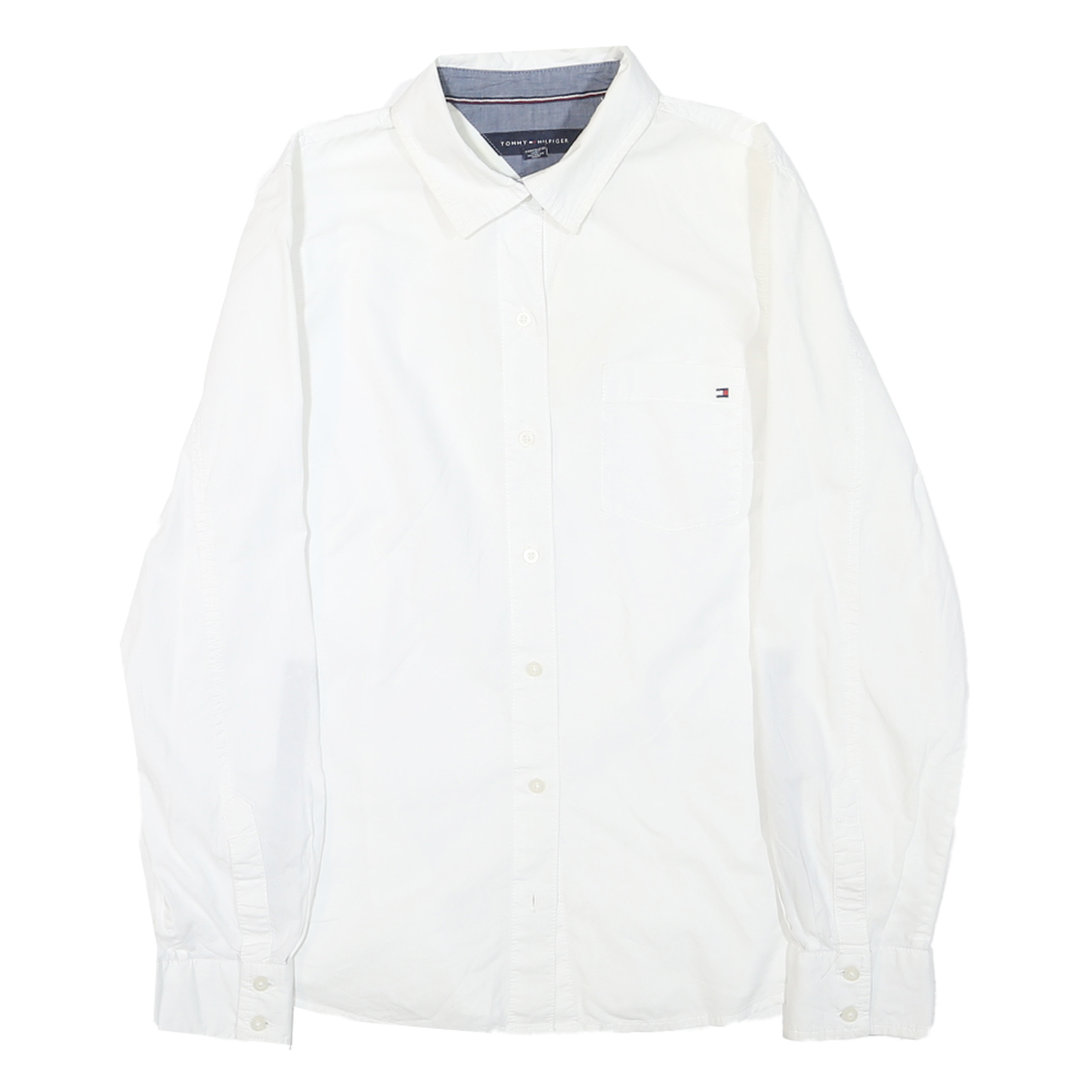 TOMMY HILFIGER Mens White S Cotton Blend Shirt Button Down Pocket Refurbished - N/A refurbished available on Cerqular