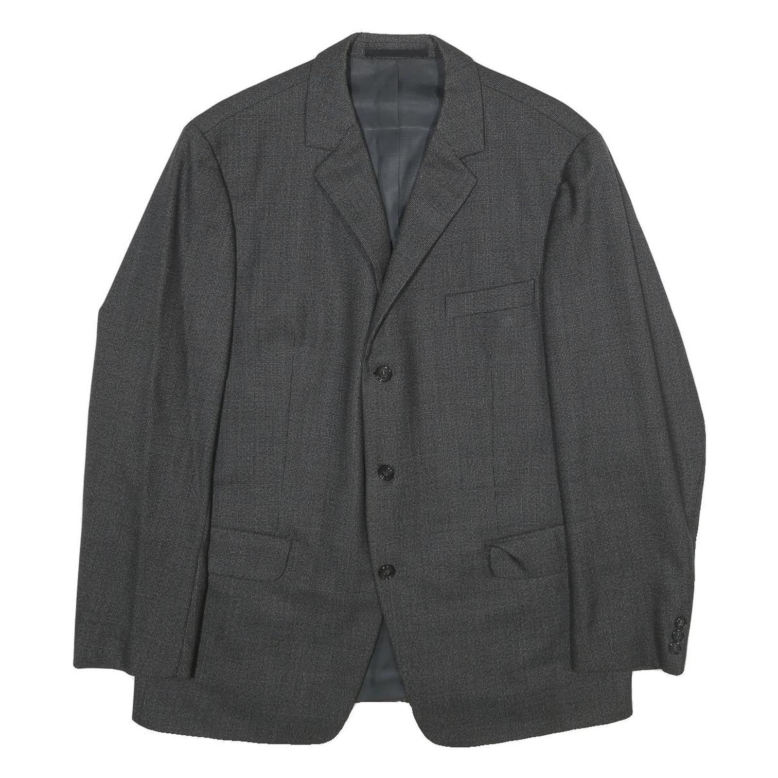 VISCOUNT Mens Grey Wool Classic Button Jacket L Woven Tailored Formal Refurbished - N/A refurbished available on Cerqular