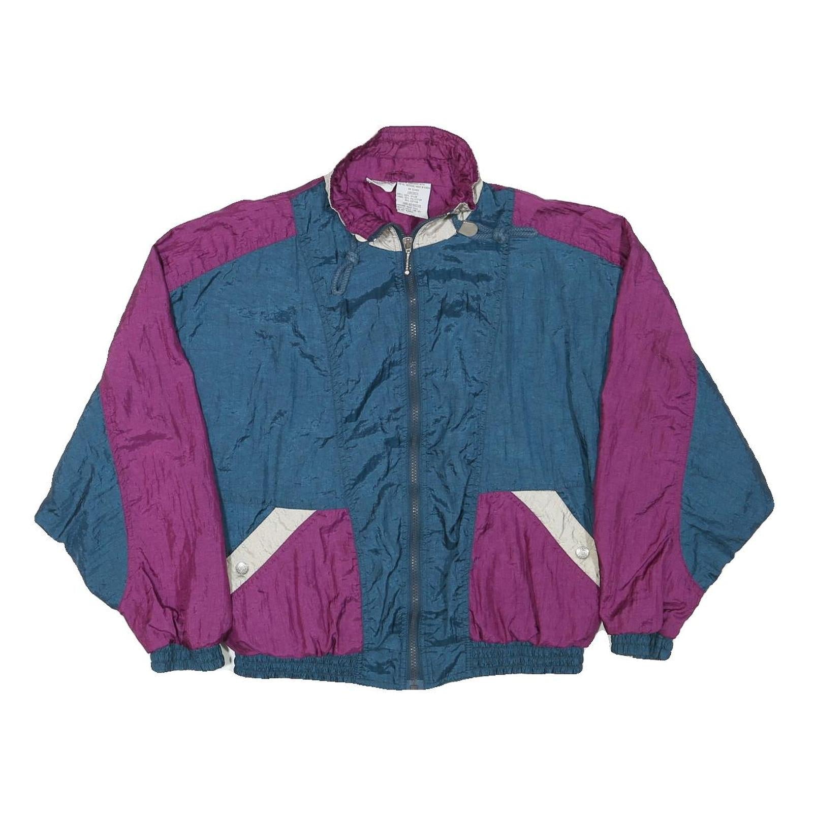 ATHLETIC WORKS Womens Purple & Blue Zip Front Nylon Jacket M Colourblock Casual Refurbished - N/A refurbished available on Cerqular