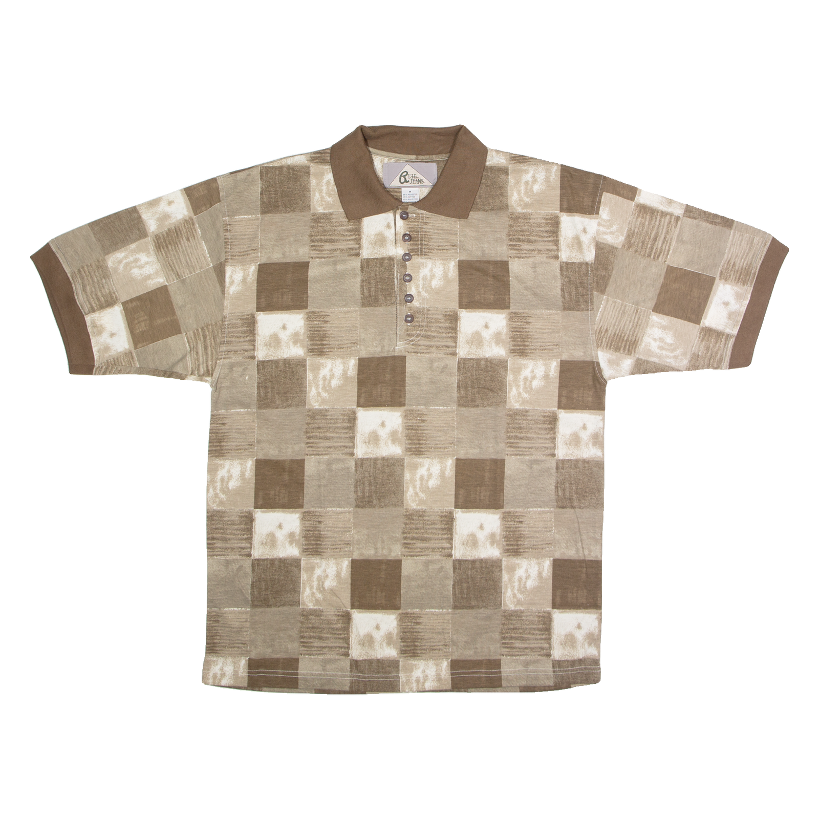 BLUE JEANS Mens Polo Shirt Brown 90s Check M Refurbished - N/A refurbished available on Cerqular