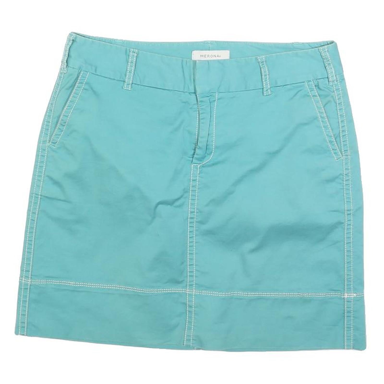 MERONA Womens Blue Cotton Blend Skirt Mini Casual Straight Zip Pocket M Refurbished - N/A refurbished available on Cerqular