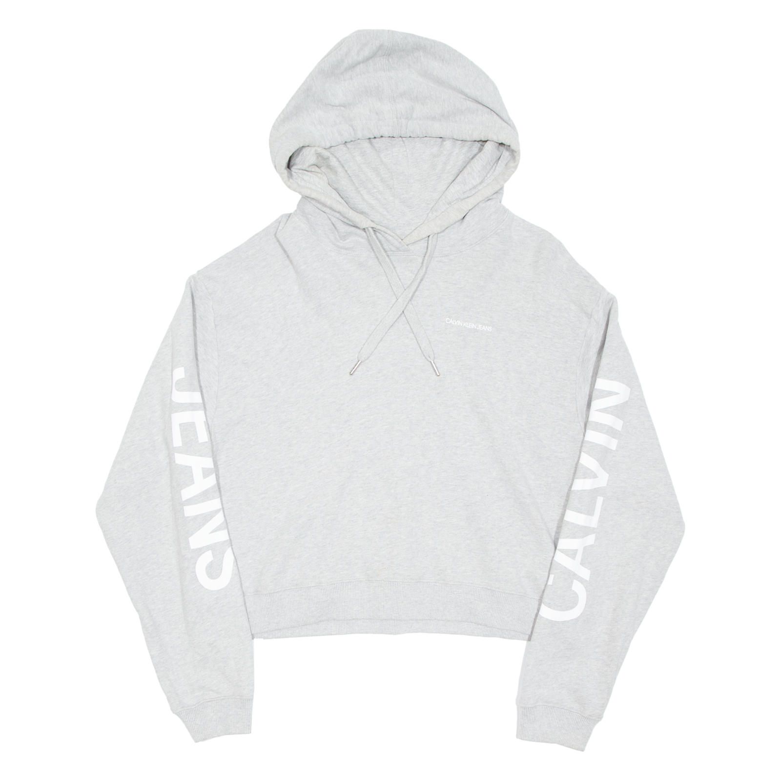 CALVIN KLEIN JEANS Cropped Womens Grey Hoodie Pullover L Refurbished - N/A refurbished available on Cerqular
