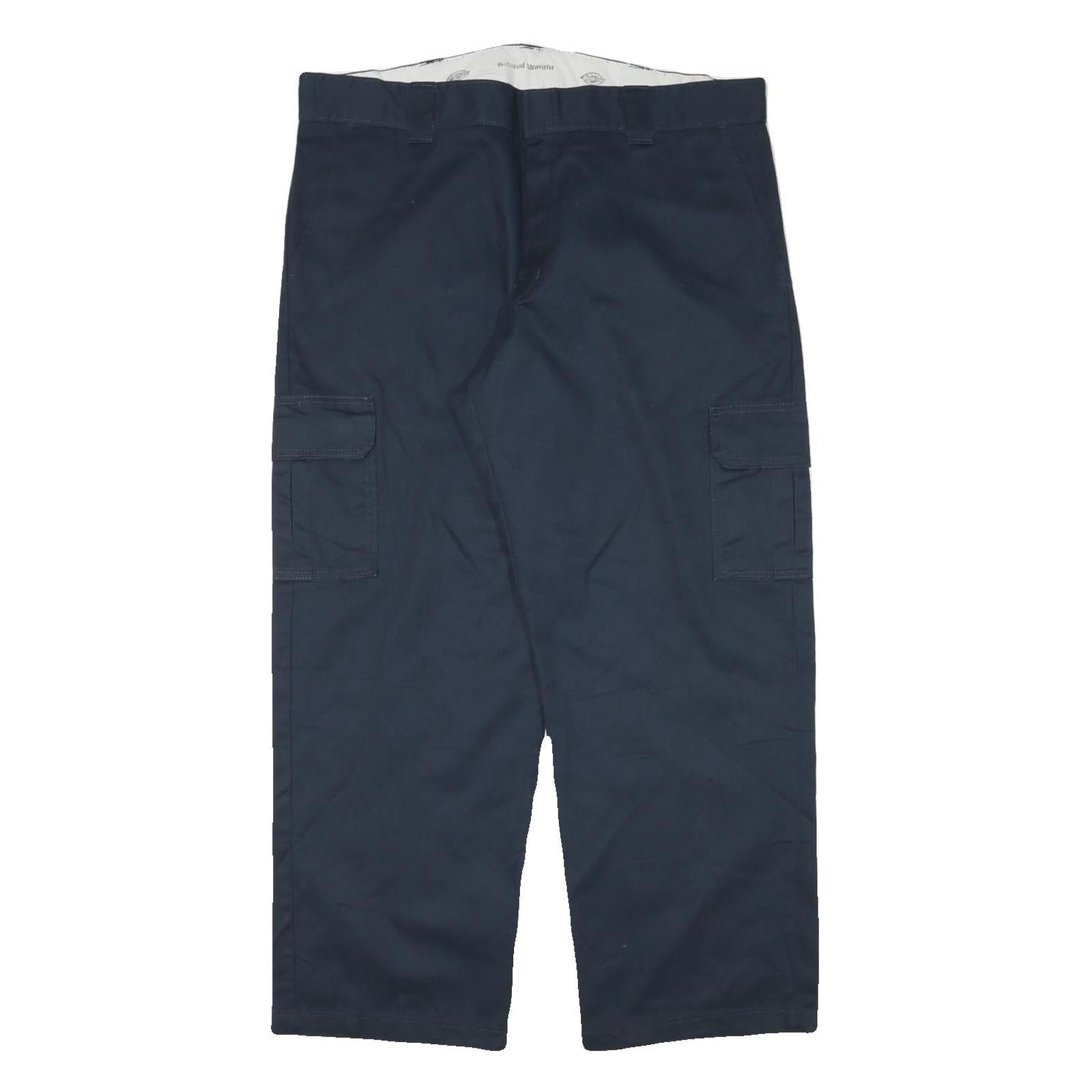 DICKIES Mens Relaxed Navy Cotton Blend Trousers W39 L29 Cargo Workwear Zip Refurbished - N/A refurbished available on Cerqular