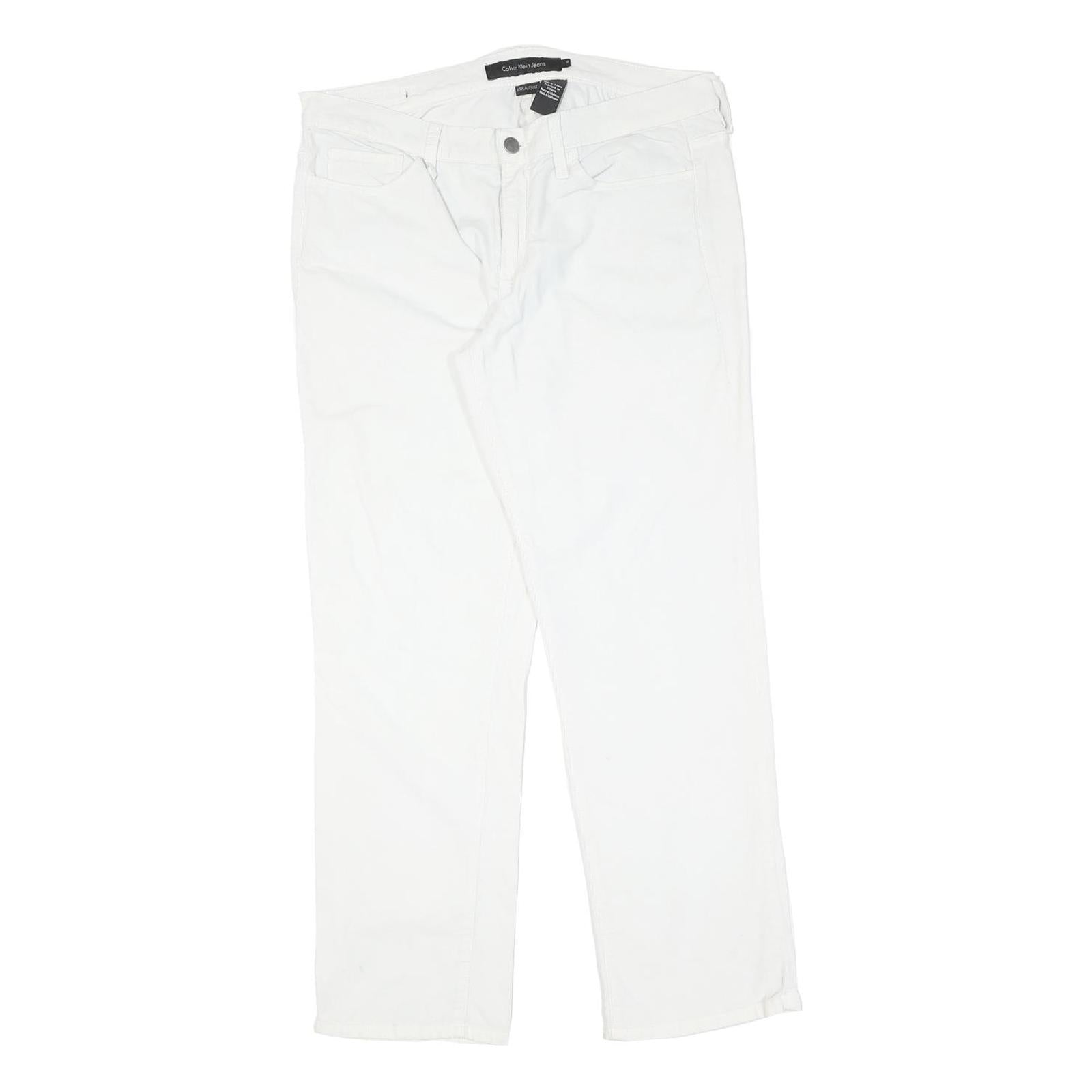 CALVIN KLEIN JEANS Womens Cotton White Regular Straight Trousers W34 L29 Refurbished - N/A refurbished available on Cerqular