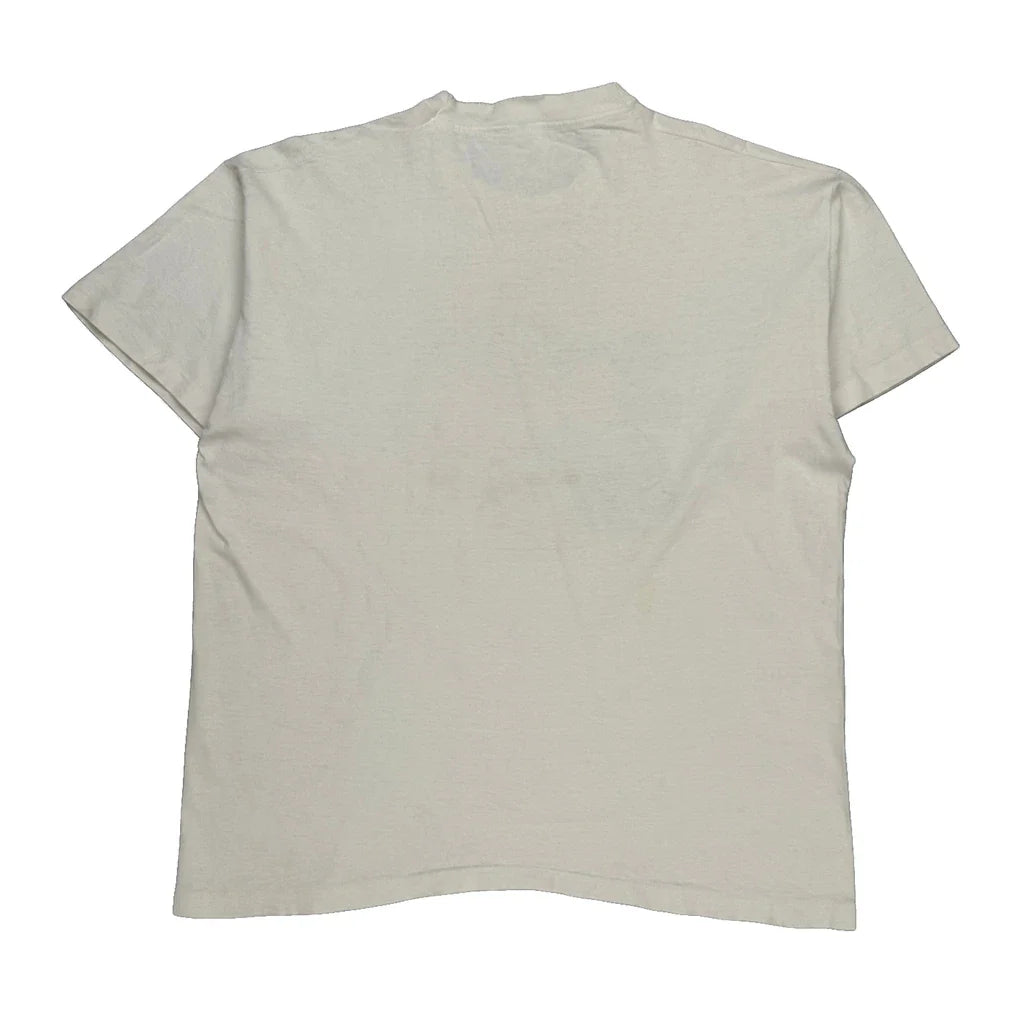 Mickey Mouse Fruit Of The Loom Cartoon T-Shirt - XL White Cotton Refurbished - Thrifted (note: this is a term often used to describe second- refurbished available on Cerqular