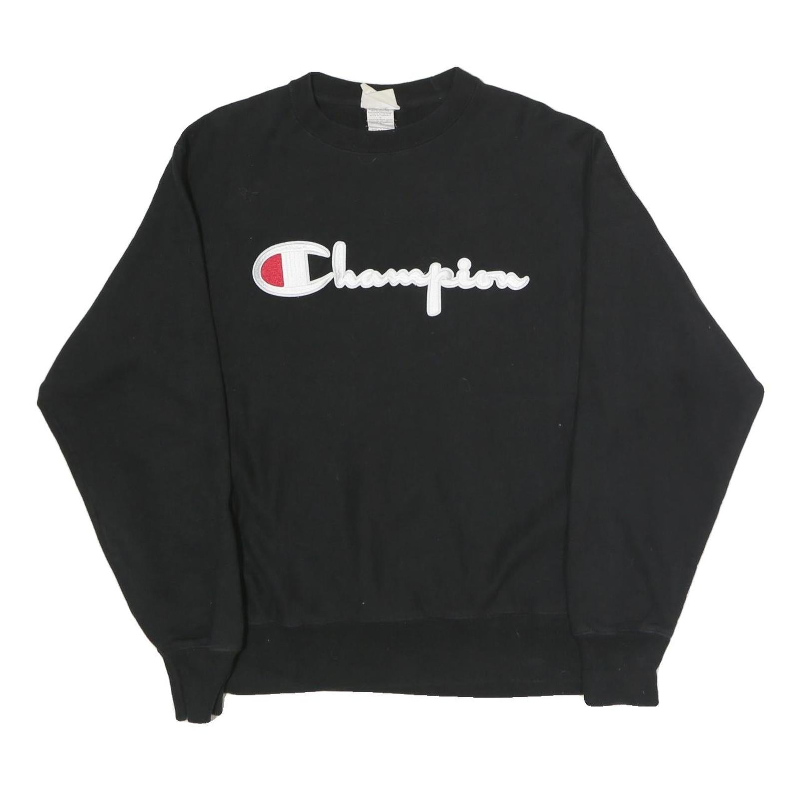 CHAMPION REVERSE WEAVE Mens Black Crew Neck L Cotton Blend Logo Sweatshirt Refurbished - N/A refurbished available on Cerqular