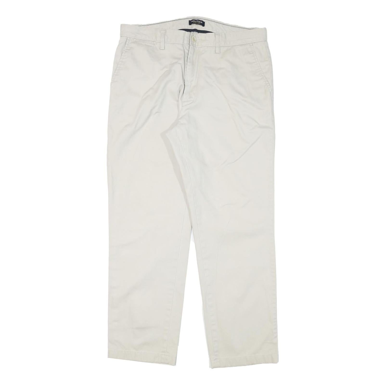 NAUTICA Mens Cotton Blend White Regular Straight Trousers W34 L29 Casual Zip Refurbished - N/A refurbished available on Cerqular