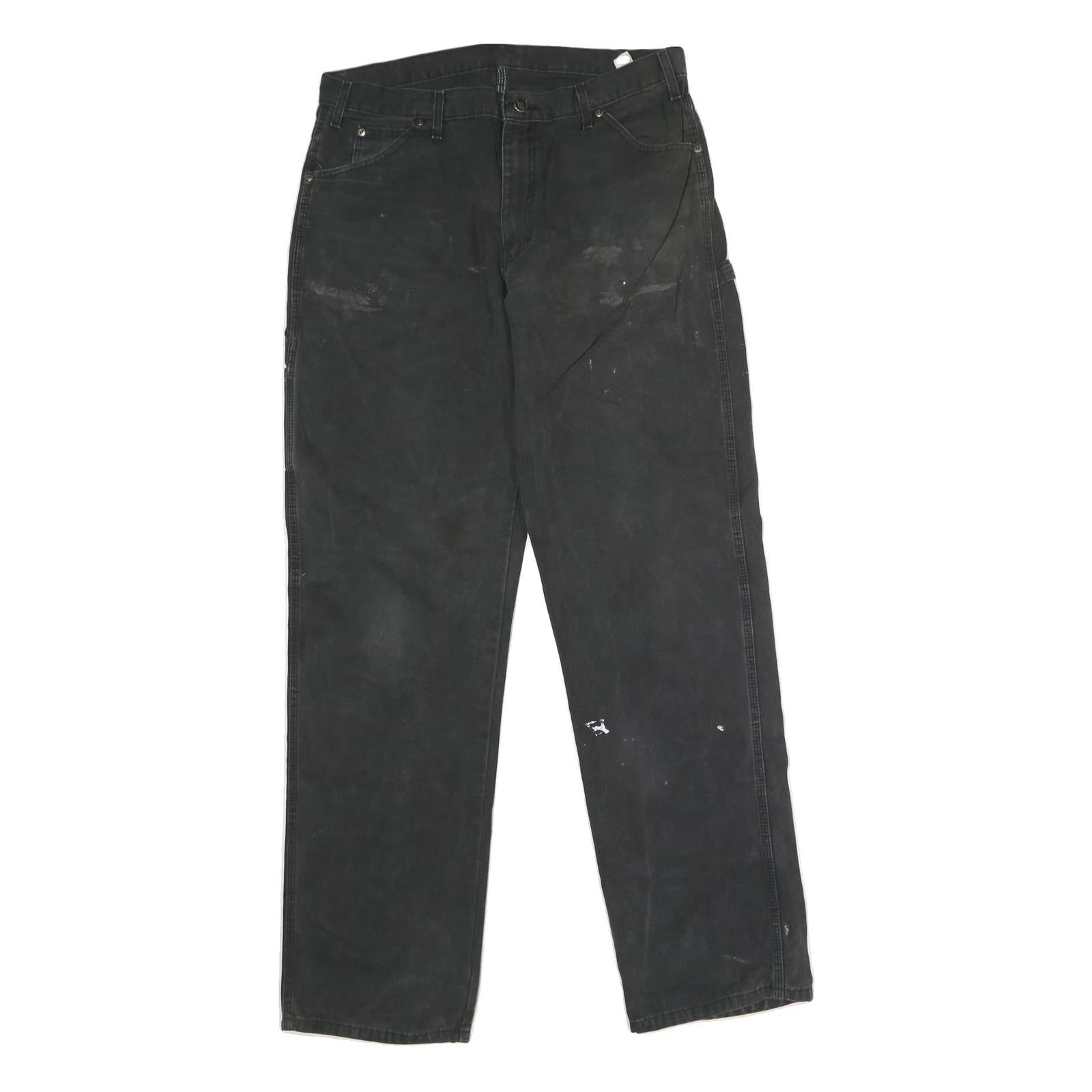 DICKIES Mens Black Regular Straight Denim Jeans W36 L35 Workwear Utility Zip Refurbished - N/A refurbished available on Cerqular