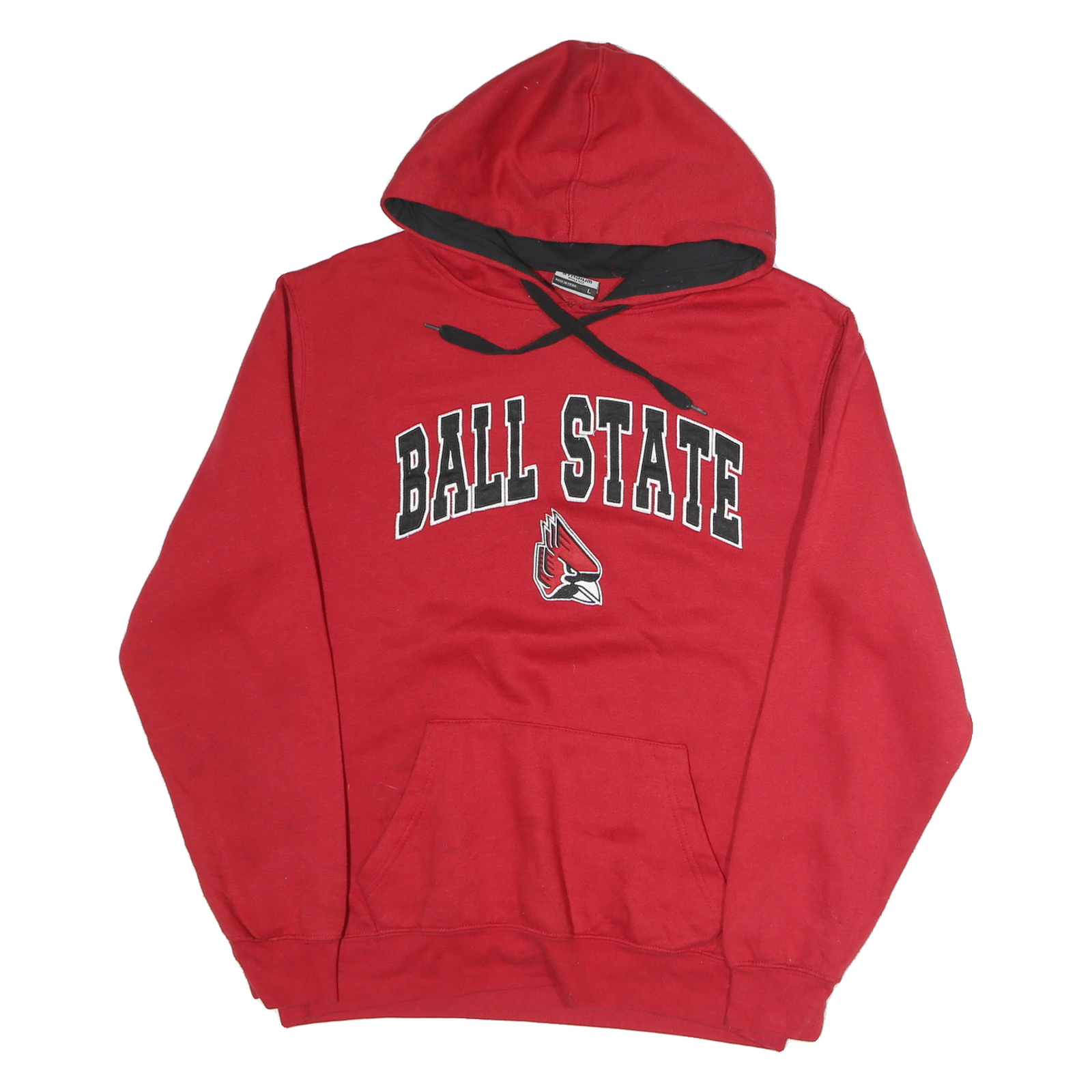 STADIUM Mens Red Ball State Hooded L Cotton Sweatshirt Pullover Refurbished - N/A refurbished available on Cerqular