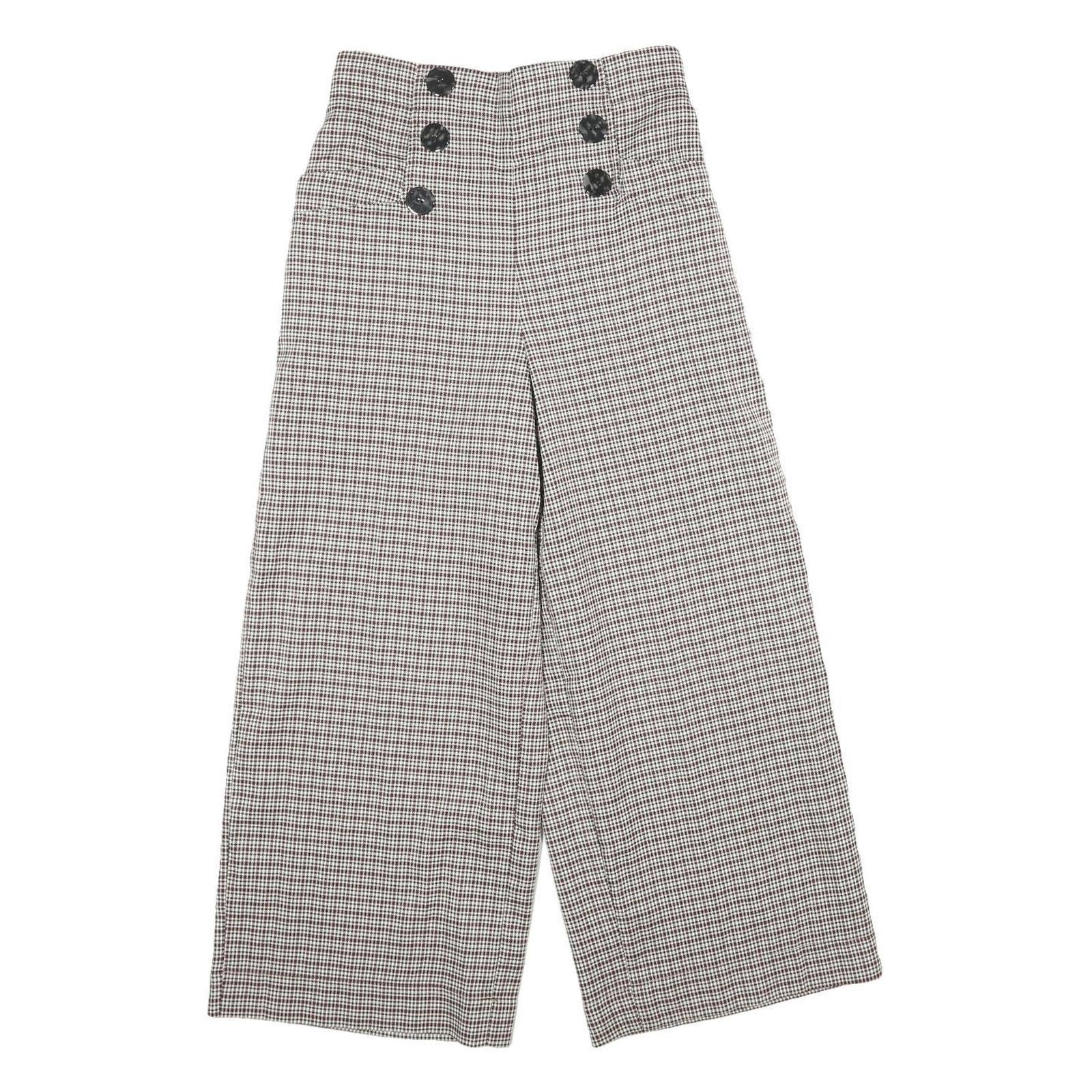 SANS SOUCI Womens Polyester Blend Brown & Cream Checked Regular Wide-Leg Refurbished - N/A refurbished available on Cerqular