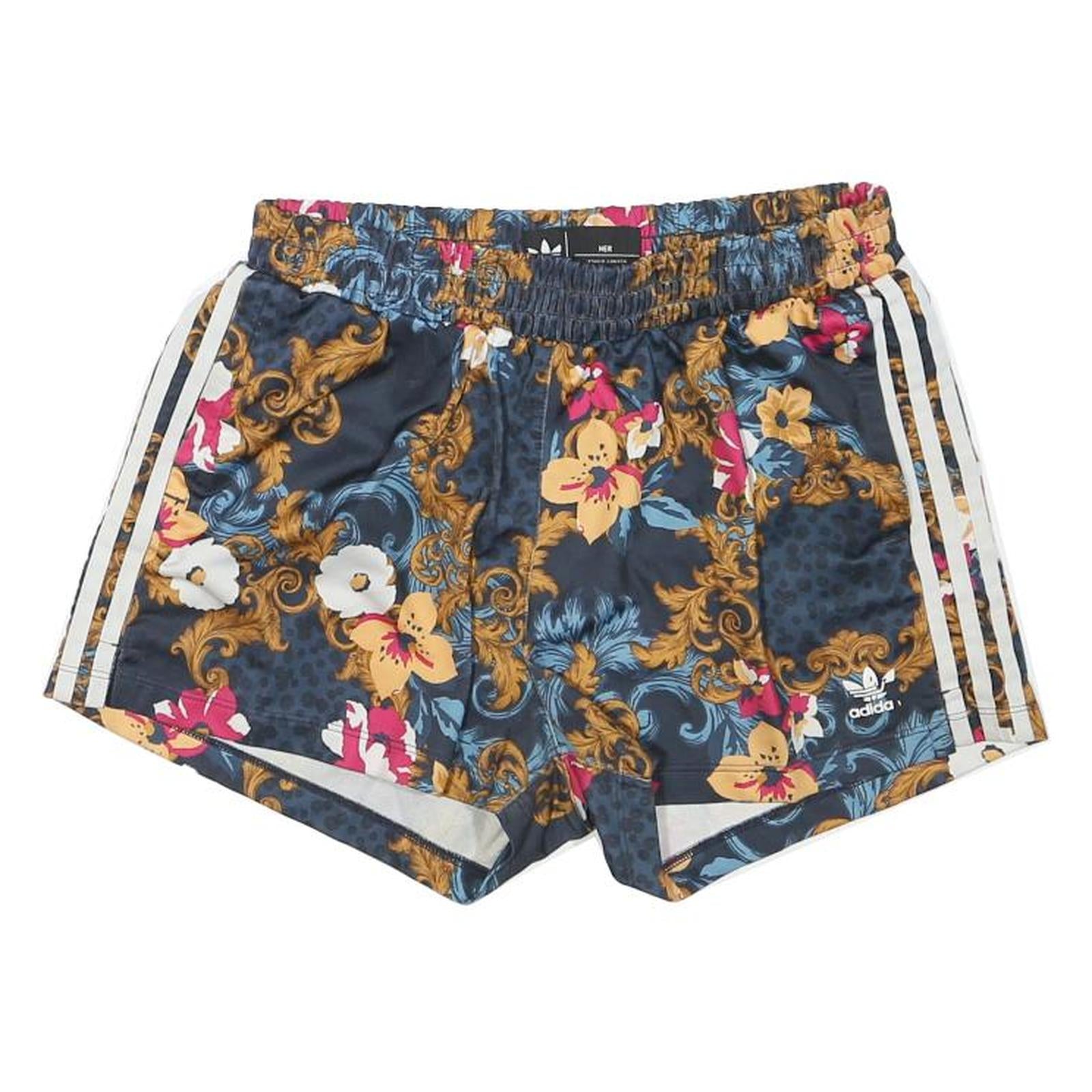 ADIDAS Womens Floral Print Navy Casual Shorts S W26 Three Stripe Refurbished - N/A refurbished available on Cerqular