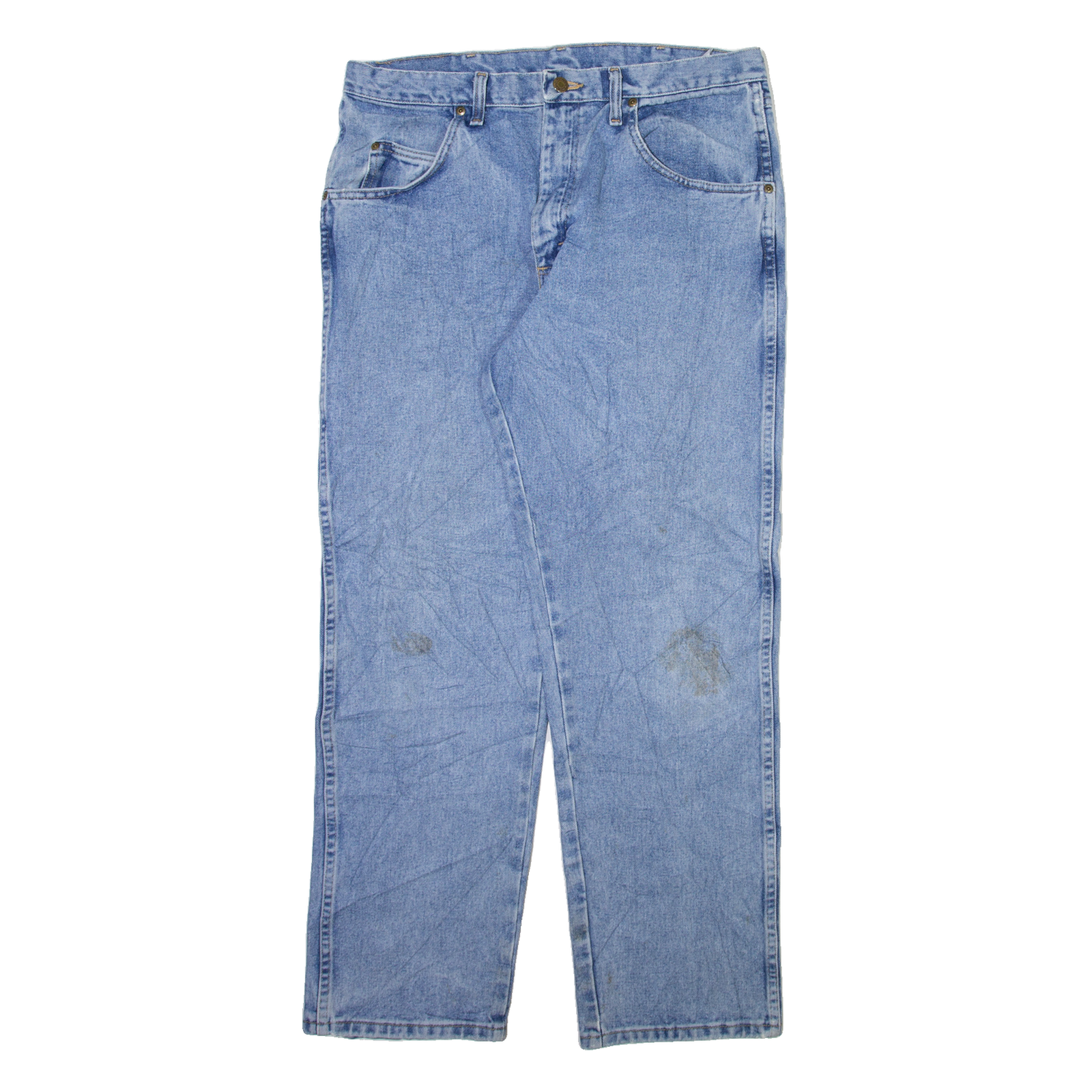WRANGLER Mens Jeans Blue Regular Straight Stone Wash W36 L32 Refurbished - N/A refurbished available on Cerqular