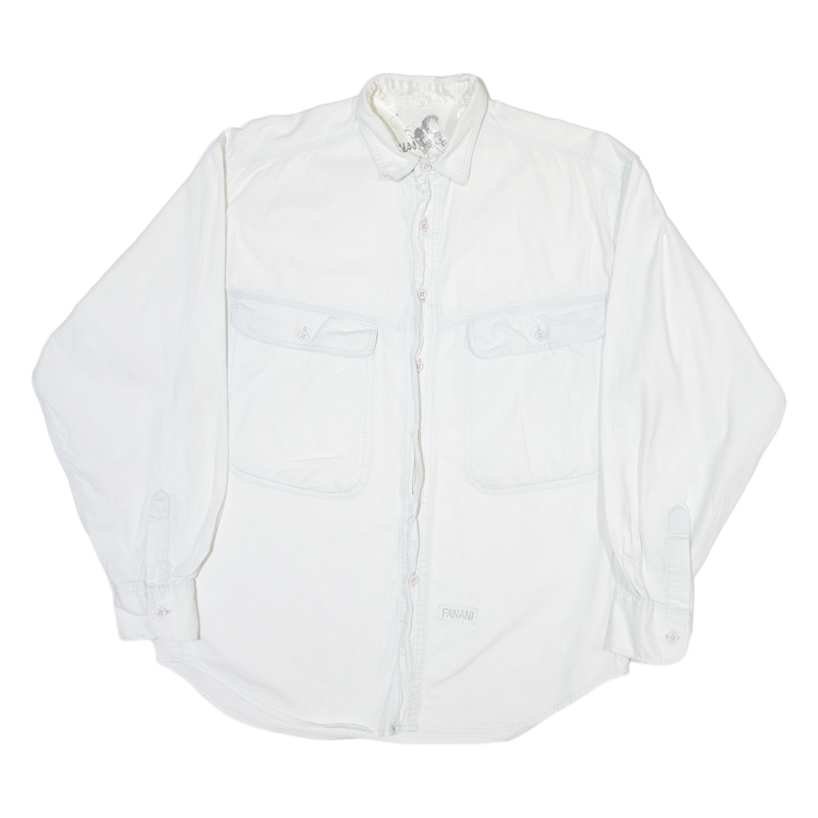 FANANI Mens Plain Shirt White Long Sleeve S Refurbished - N/A refurbished available on Cerqular