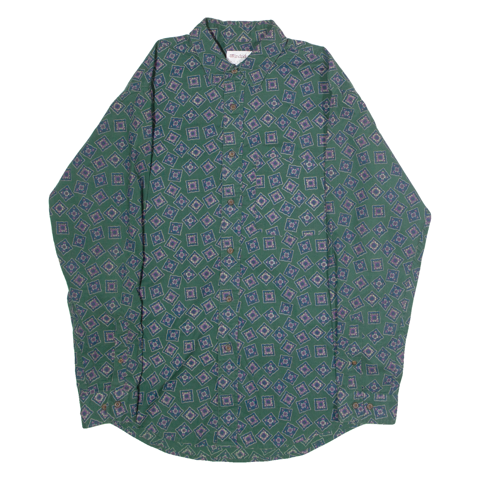 WINDRIDGE Mens Shirt Green 90s Diamond Long Sleeve M Refurbished - N/A refurbished available on Cerqular