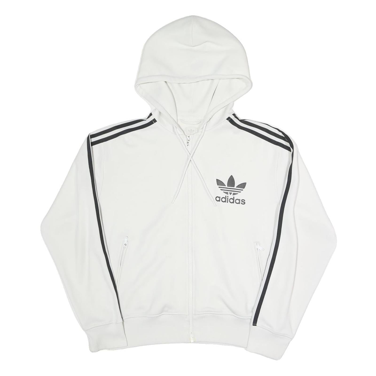 ADIDAS Womens White Hoodie S Cotton Blend Full Zip Sportswear Zip-up Refurbished - N/A refurbished available on Cerqular