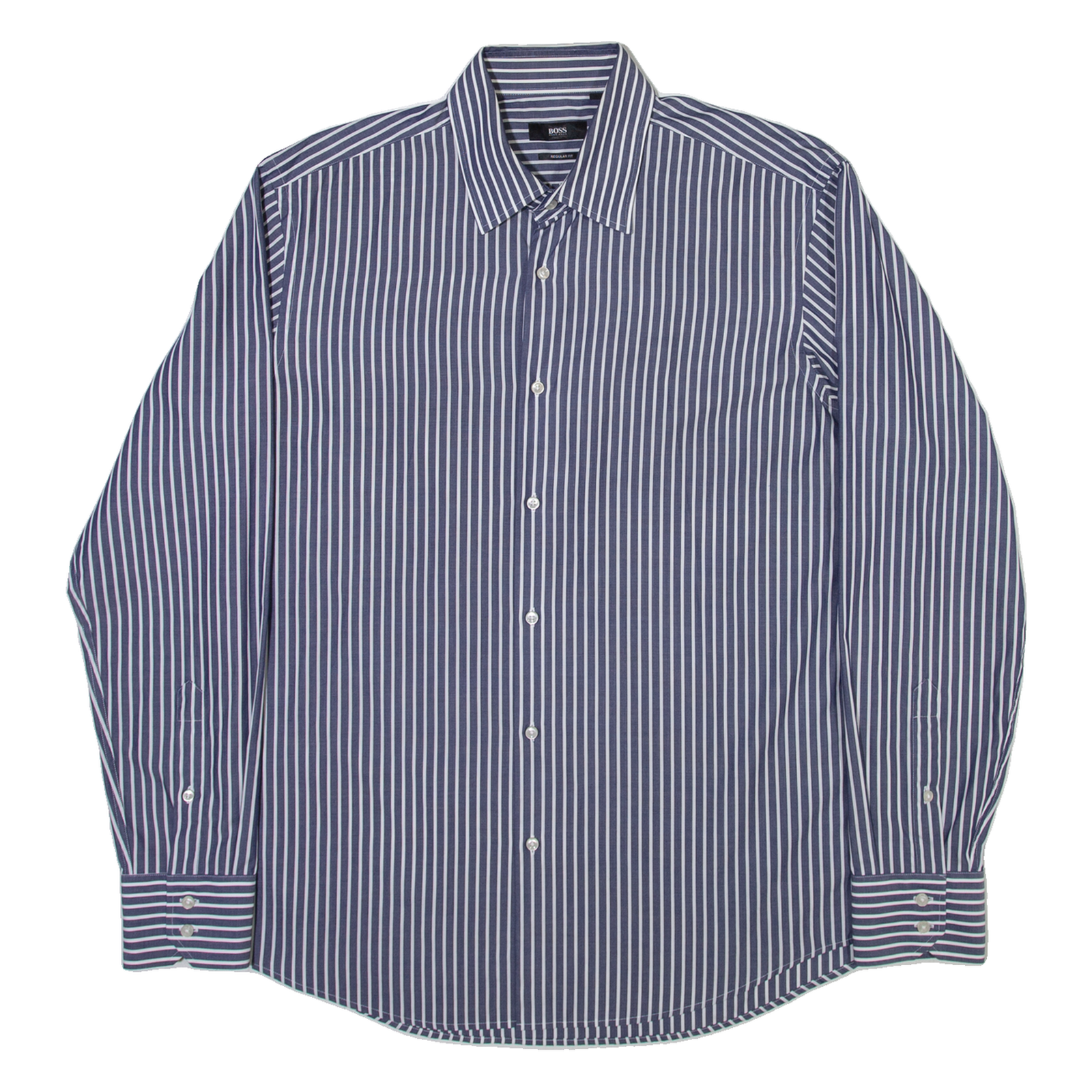 BOSS Mens Shirt Blue Striped Long Sleeve L Refurbished - N/A refurbished available on Cerqular