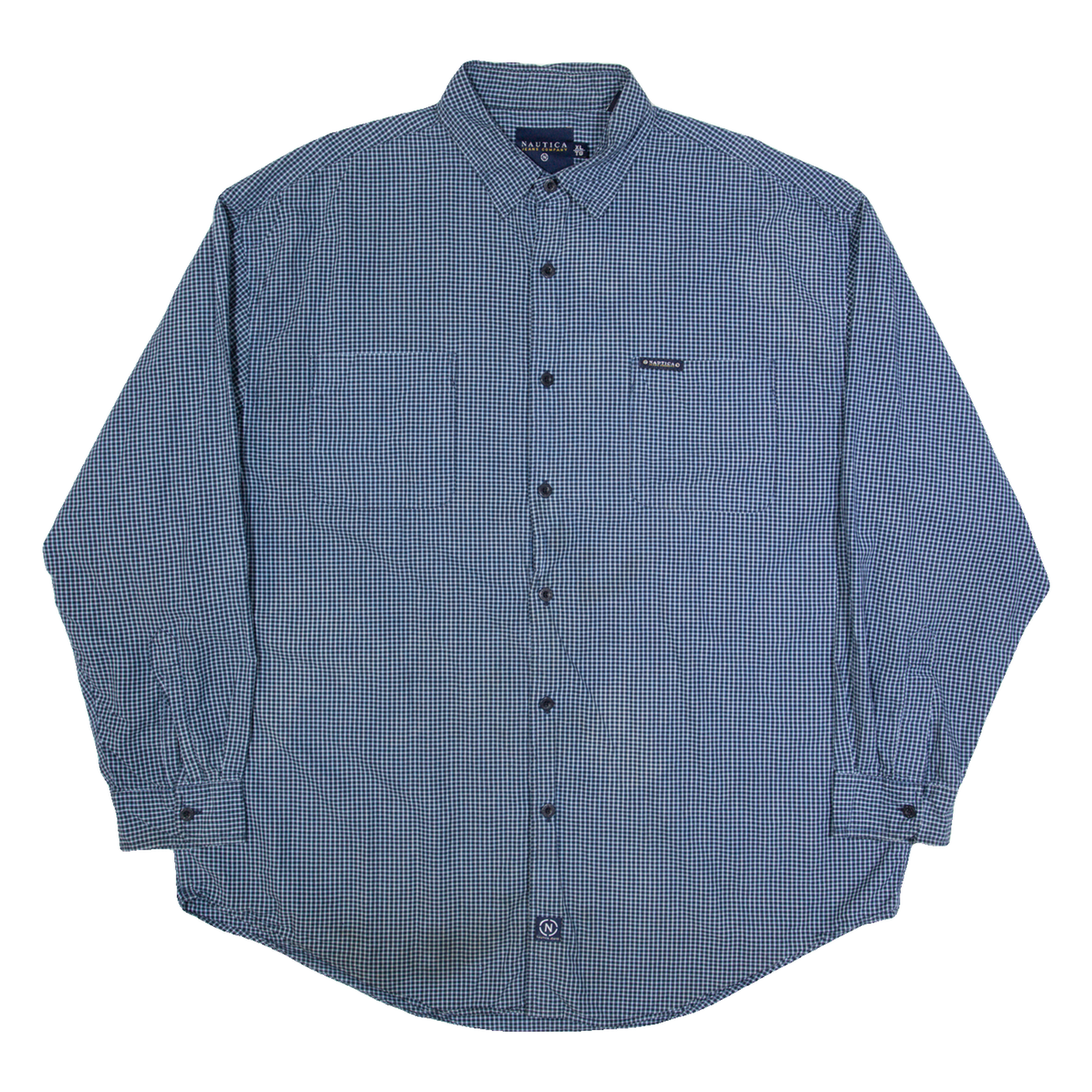 NAUTICA Mens Shirt Blue Check Long Sleeve XL Refurbished - N/A refurbished available on Cerqular