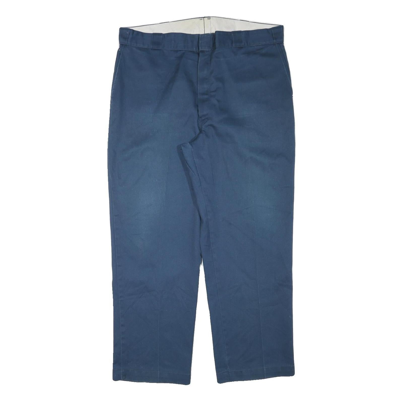 DICKIES Mens Cotton Blend Navy Regular Fit Straight Trousers W38 L29 Workwear Refurbished - N/A refurbished available on Cerqular