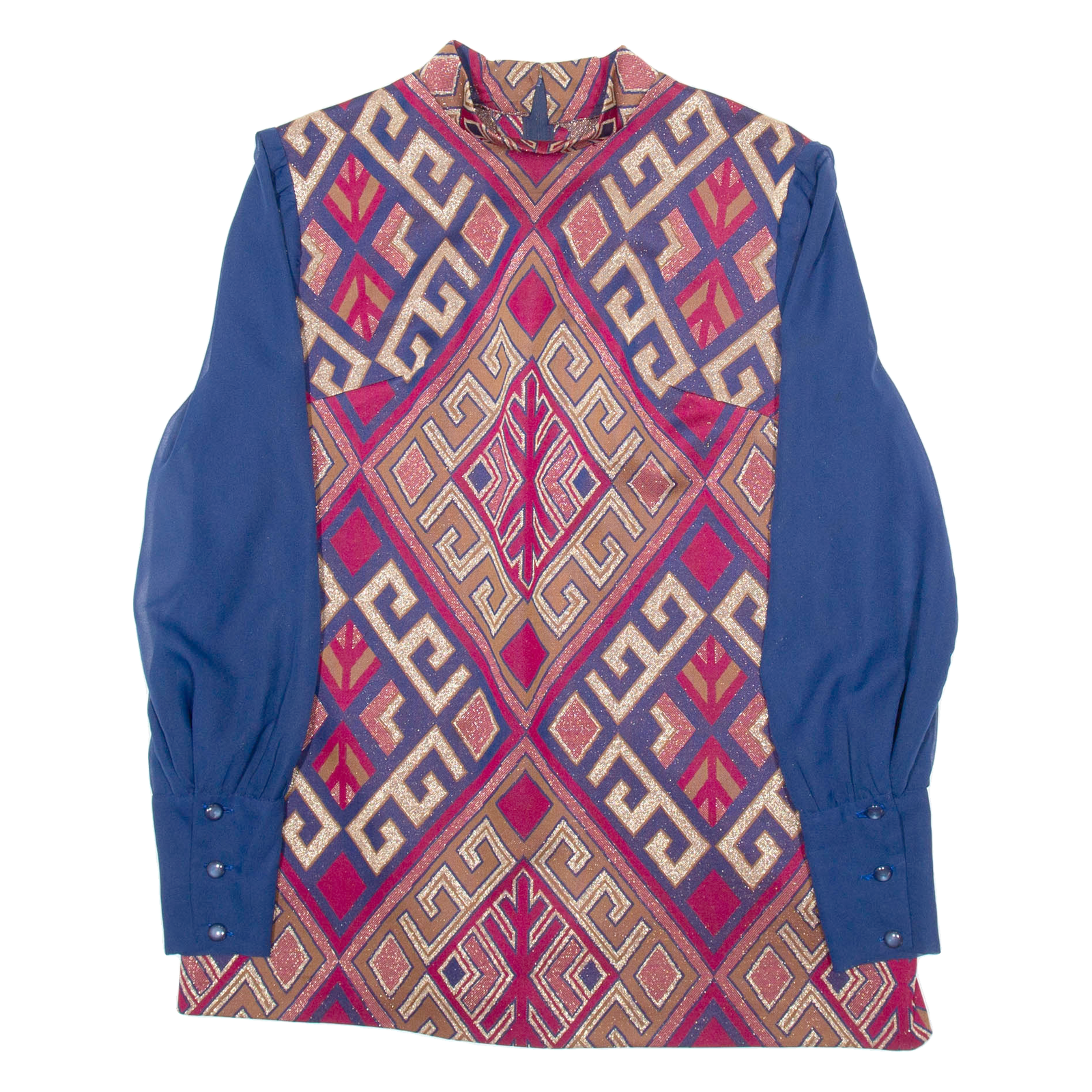 Womens Printed Blouse Red High Neck Long Sleeve Crazy Pattern M Refurbished - N/A refurbished available on Cerqular