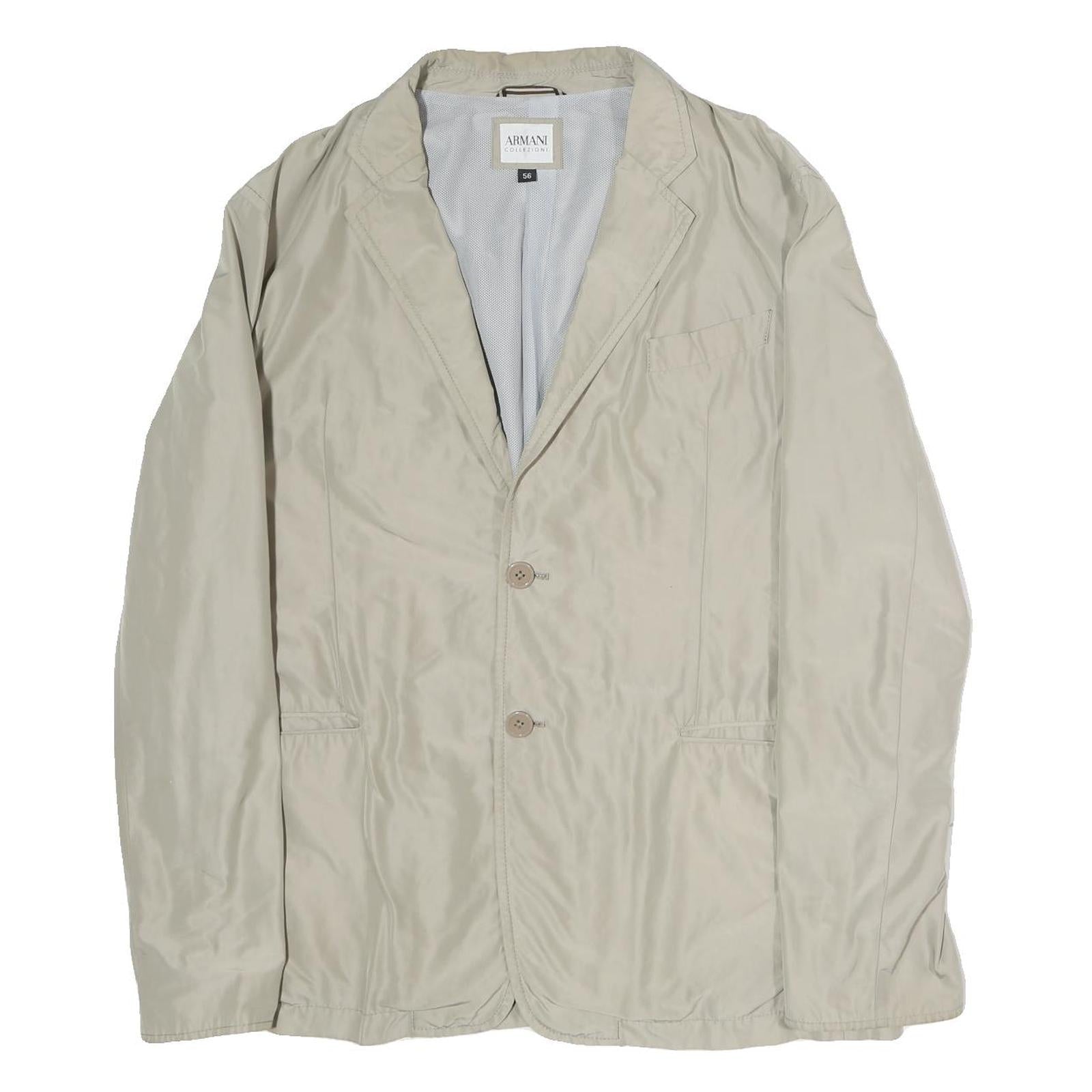 ARMANI COLLEZIONI Mens Beige Cotton Blend Button Jacket M Plain Stylish Refurbished - N/A refurbished available on Cerqular