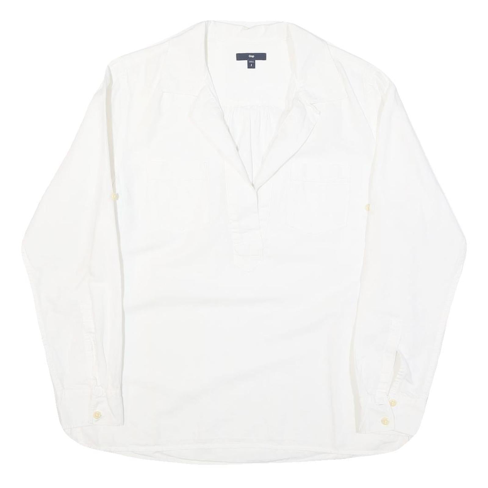 GAP Womens White Cotton Blend Shirt Long Sleeve Collared S Classic Casual Refurbished - N/A refurbished available on Cerqular