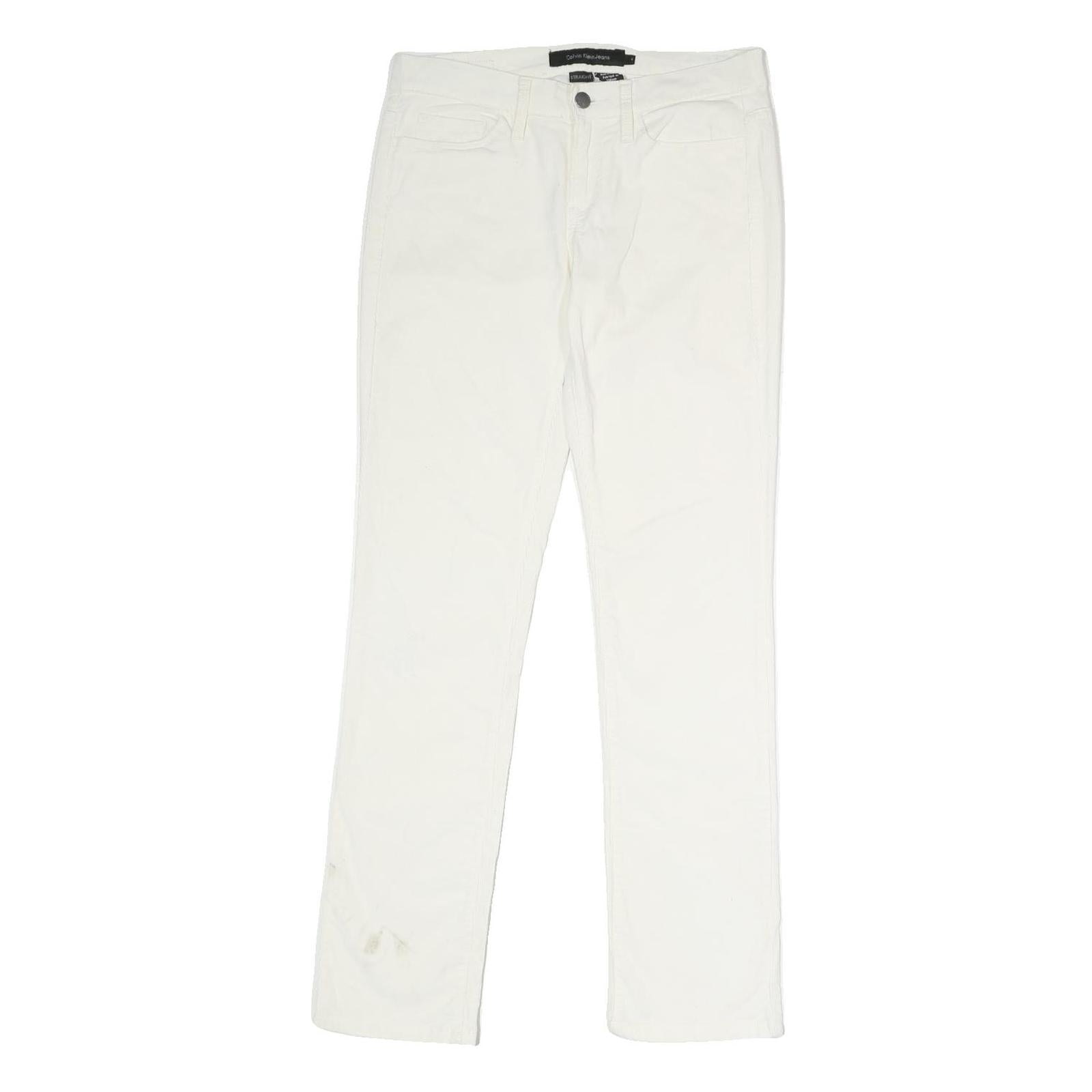 CALVIN KLEIN JEANS Womens Cotton Blend White Regular Straight Trousers W30 L30 Refurbished - N/A refurbished available on Cerqular