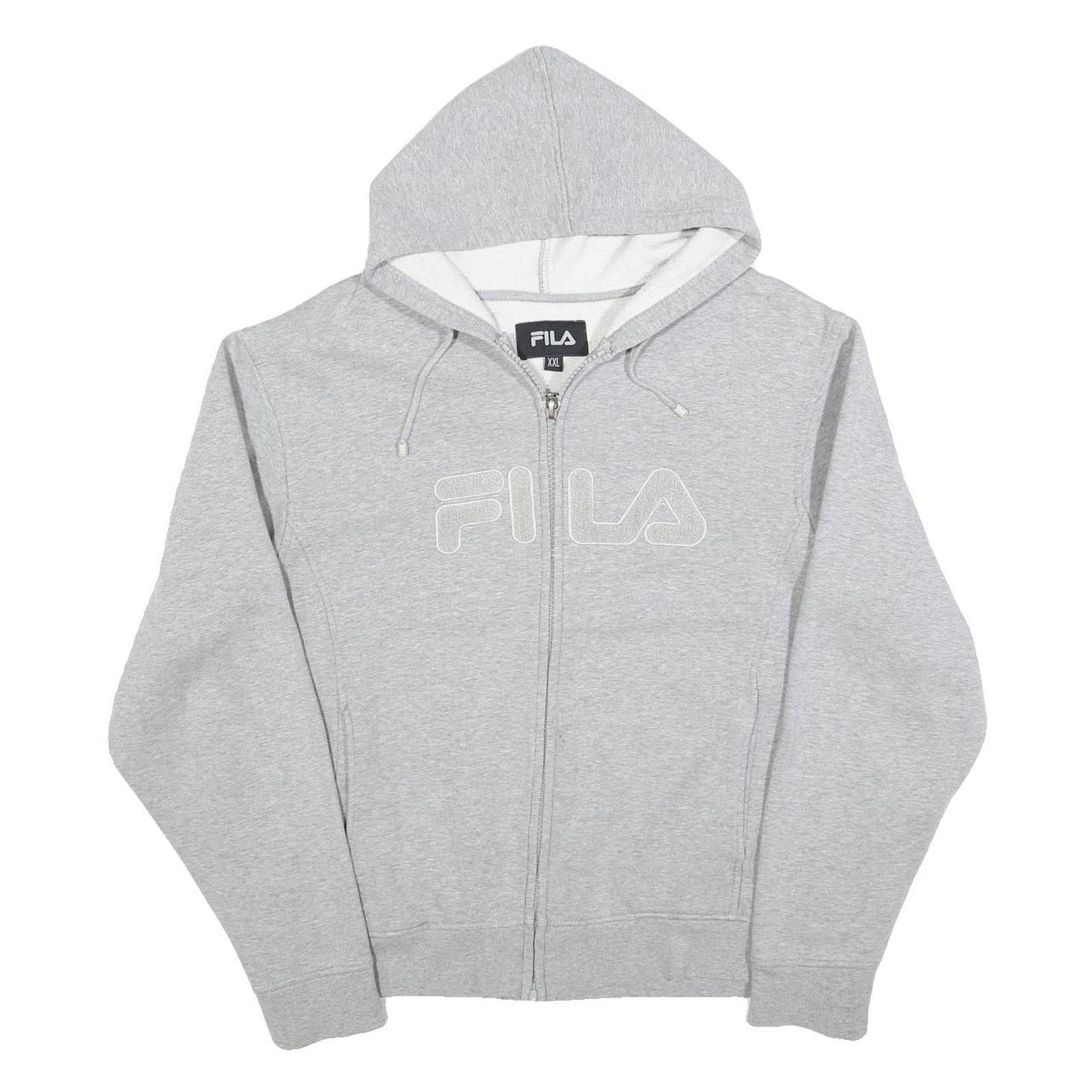 FILA Womens Grey Zip Up Hoodie 2XL Logo Casual Cotton Blend Sweatshirt Refurbished - N/A refurbished available on Cerqular