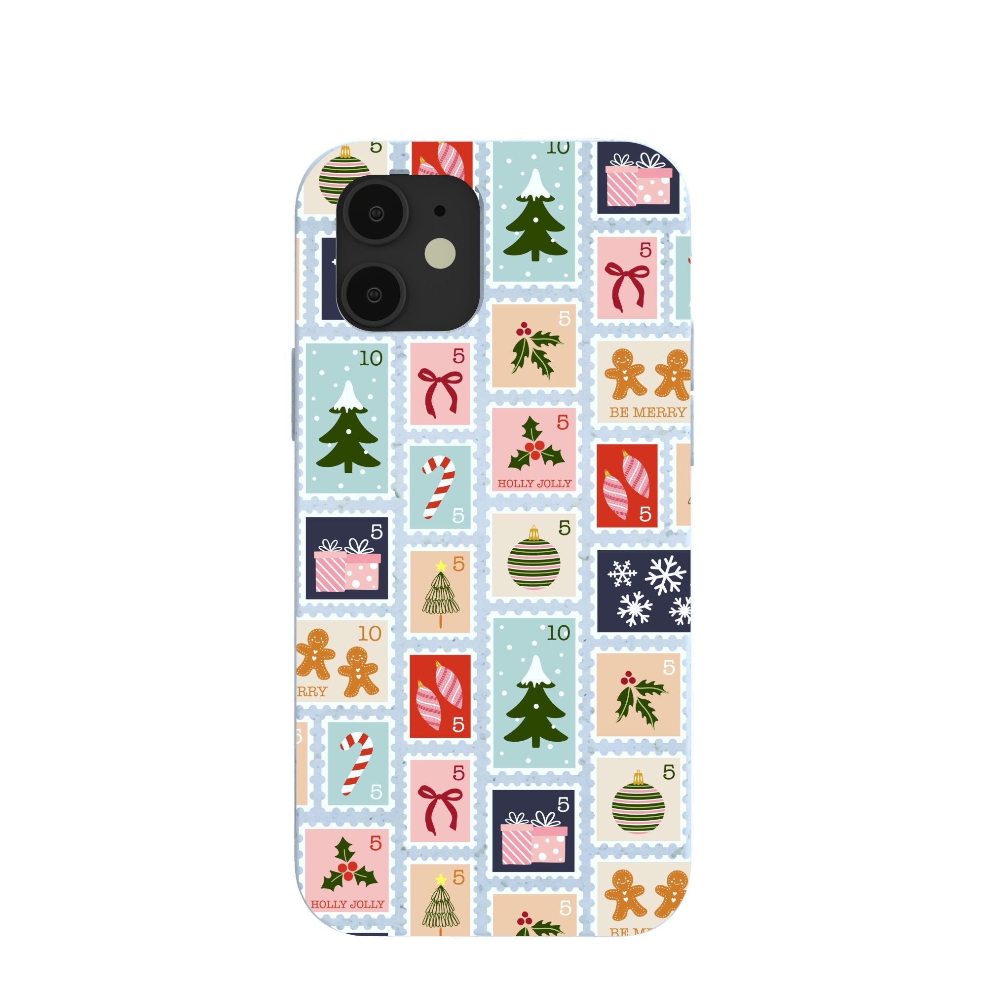 Powder Blue Noel Stamps iPhone 12/ iPhone 12 Pro Case Refurbished - Pela Case refurbished available on Cerqular