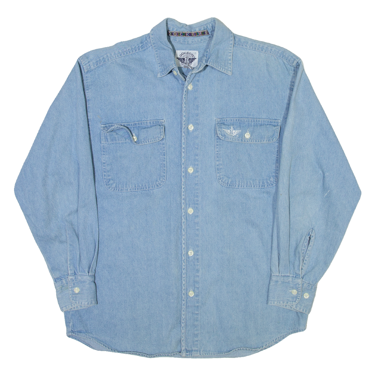 DOCKERS Womens Plain Shirt Blue Long Sleeve L Refurbished - N/A refurbished available on Cerqular