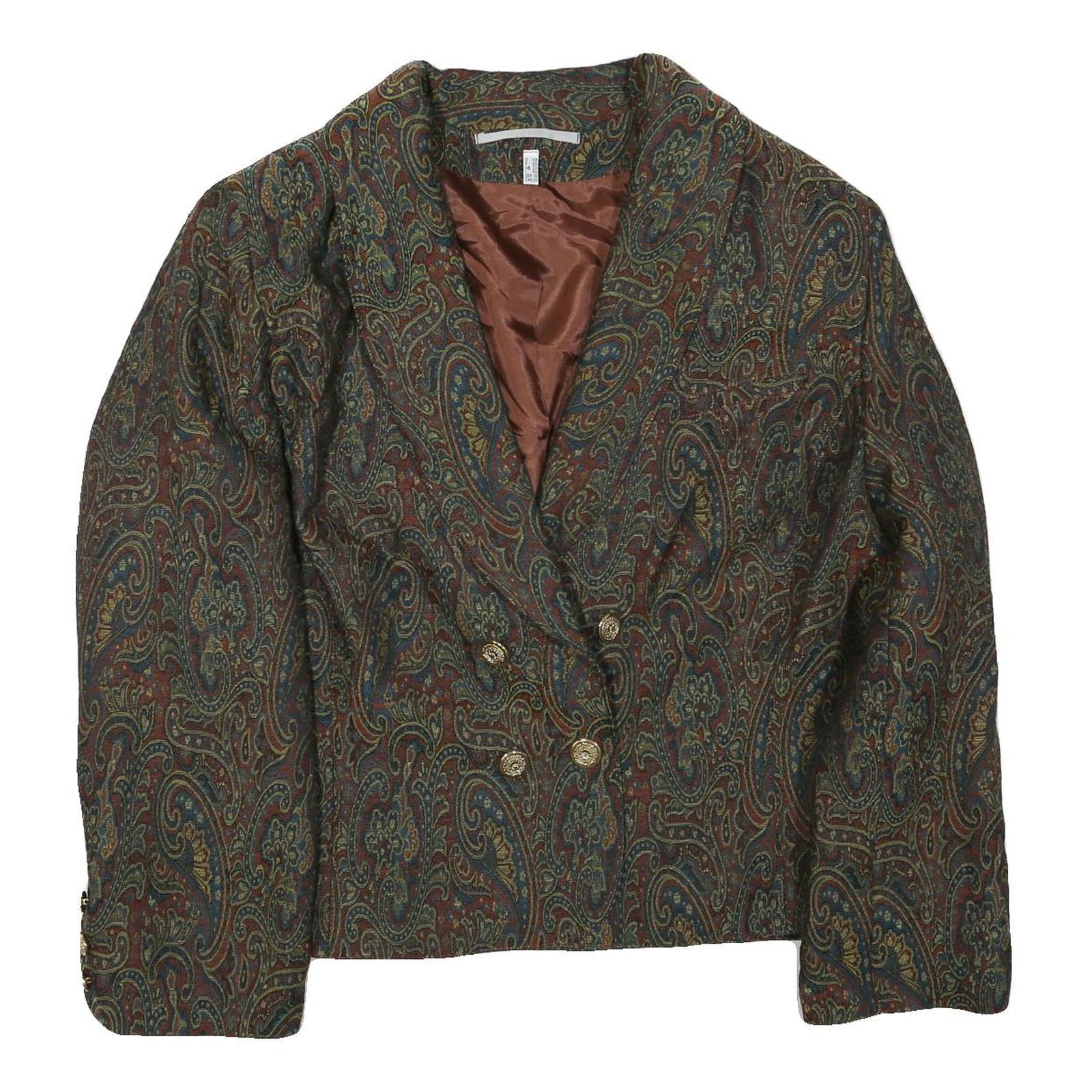 Womens Brown Paisley Button Jacket UK 22 Cotton Blend Classic Paisley Pattern Refurbished - N/A refurbished available on Cerqular