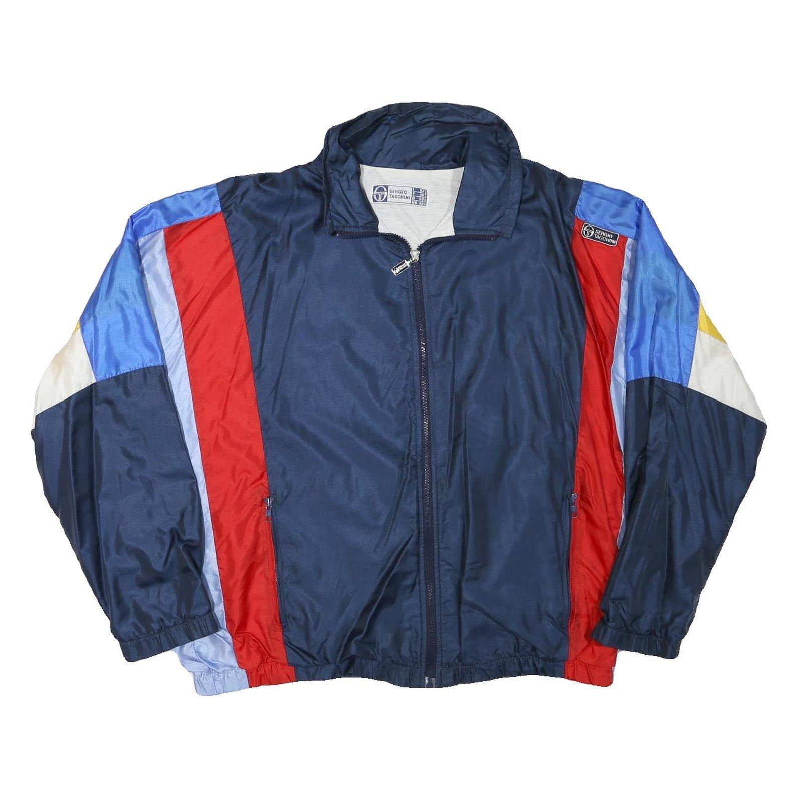 SERGIO TACCHINI Mens Navy Blue Red Polyester Blend Track Jacket L Zip Sportswear Refurbished - N/A refurbished available on Cerqular
