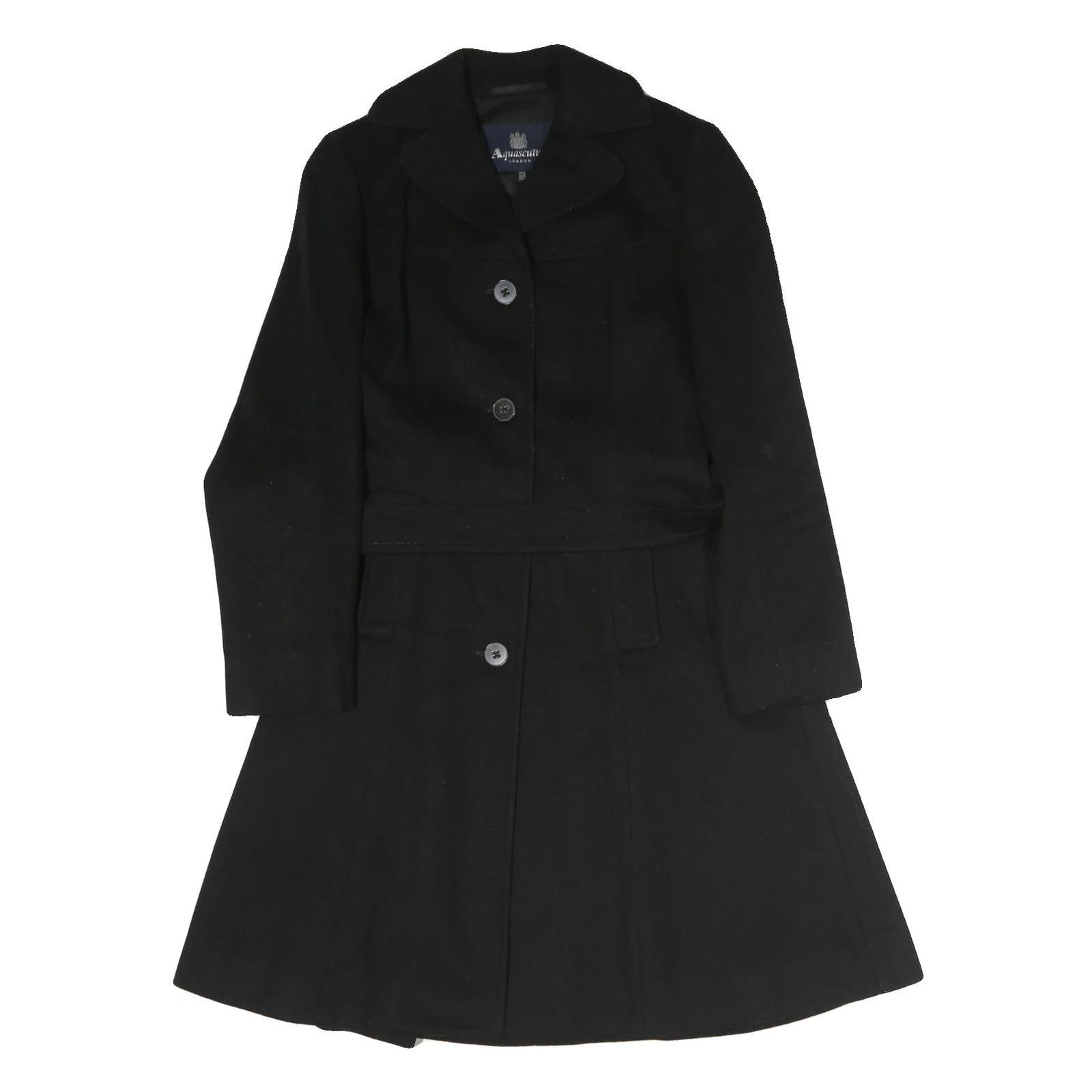 AQUASCUTUM Womens Black Classic Cotton Jacket UK 12 Button Closure Timeless Refurbished - N/A refurbished available on Cerqular