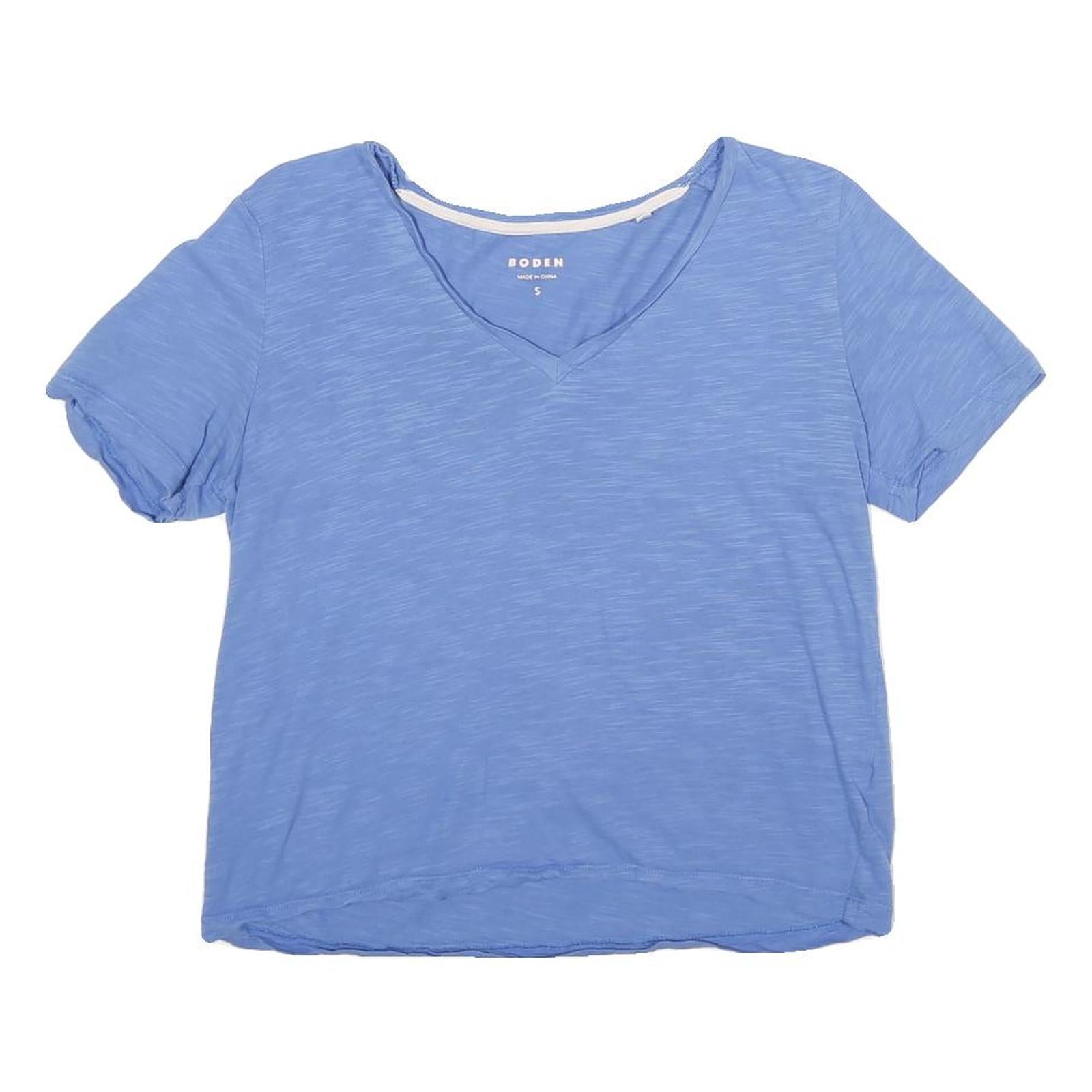 BODEN Womens Blue T-Shirt S Short Sleeve V-Neck Casual Soft Cotton Refurbished - N/A refurbished available on Cerqular