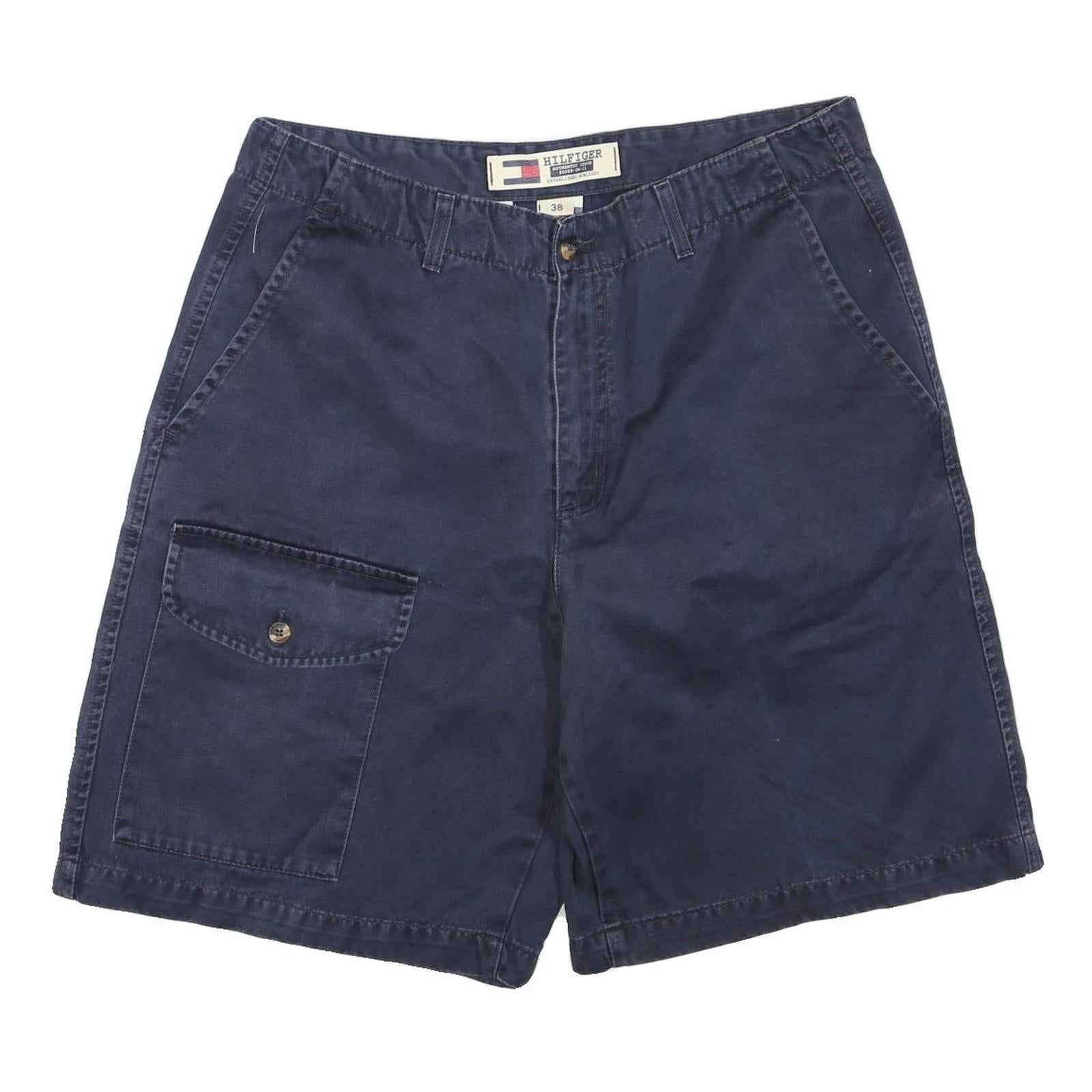 TOMMY HILFIGER Mens Shorts Navy Blue Cargo Plain L W34 Casual Cotton Blend Refurbished - N/A refurbished available on Cerqular