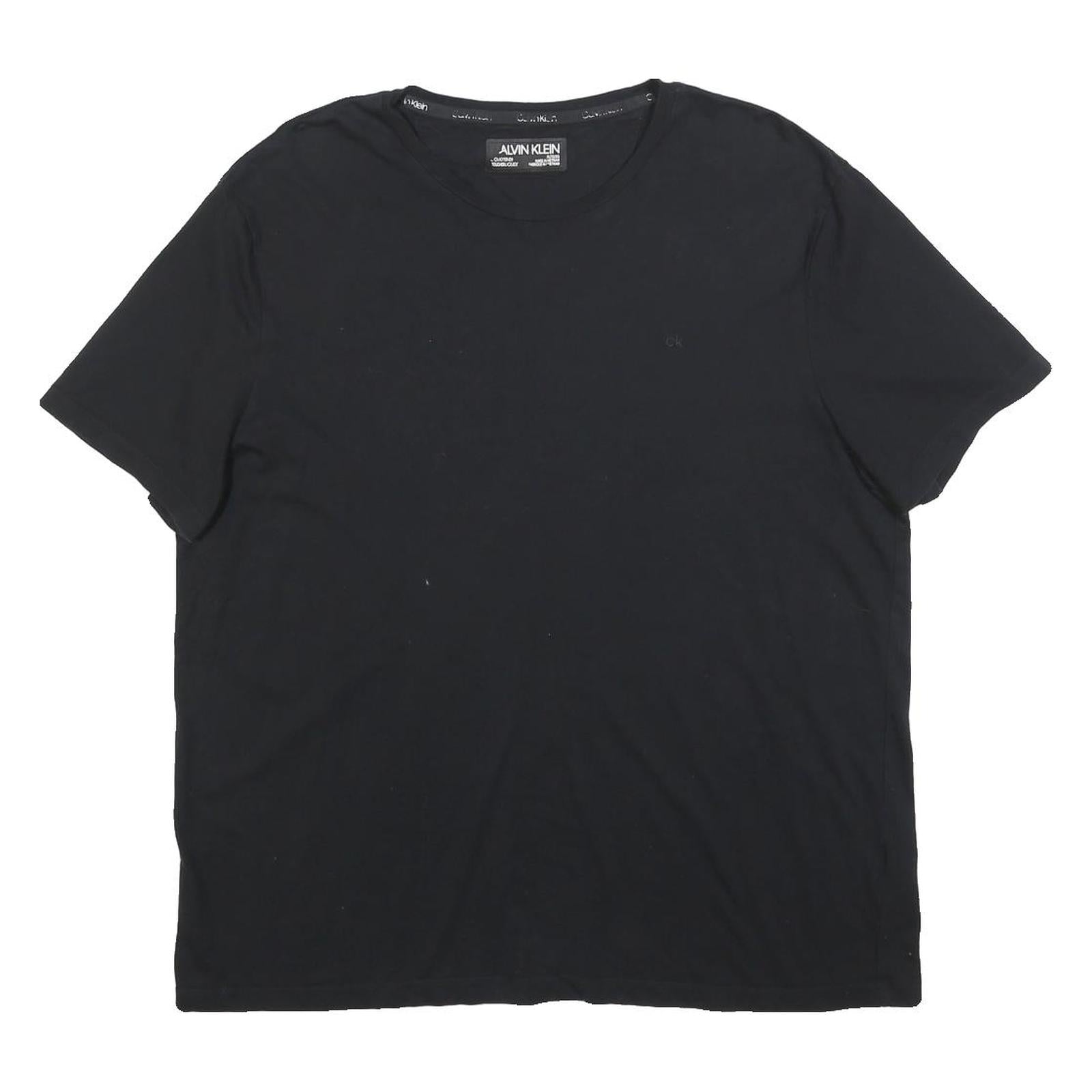 CALVIN KLEIN Mens Black T-Shirt XL Short Sleeve Crew Neck Plain Cotton Blend Refurbished - N/A refurbished available on Cerqular