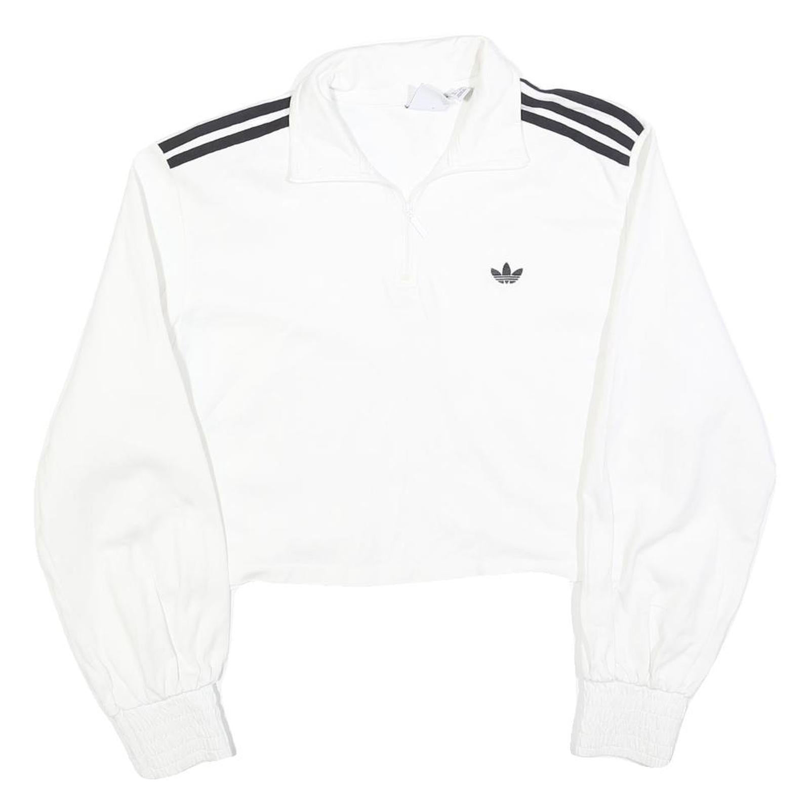 ADIDAS Womens White Sweatshirt Crew Neck UK 10 Cotton Blend Long Sleeve Refurbished - N/A refurbished available on Cerqular