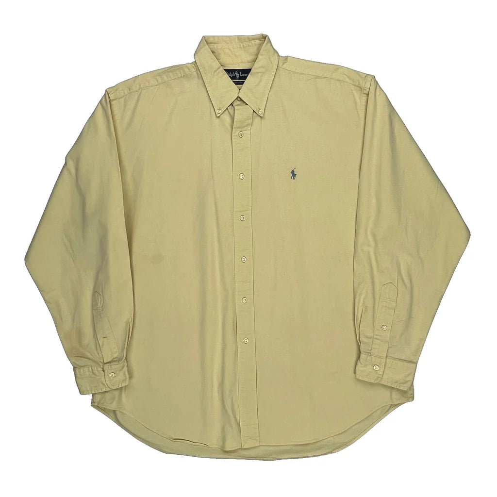 Ralph Lauren Shirt - XL Yellow Cotton Refurbished - Thrifted (note: this is a term often used to describe second- refurbished available on Cerqular