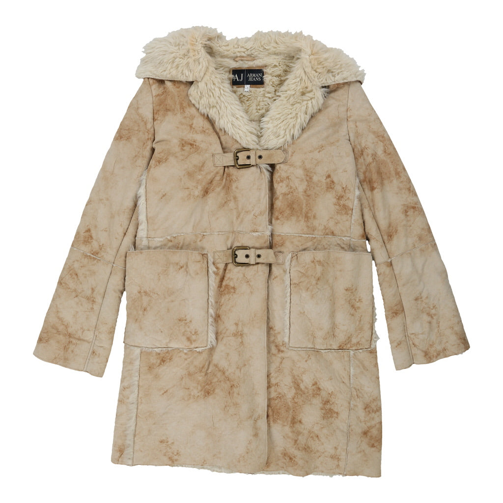 Armani Jeans Suede Jacket - Small Beige Leather | Size: small Refurbished - N/A (Preloved Designer is not a specific brand, it refurbished available on Cerqular
