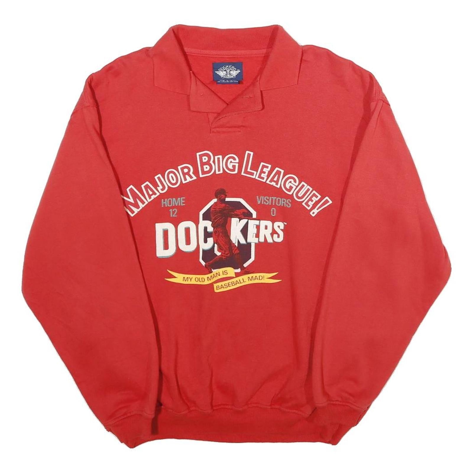 DOCKERS Mens Red Major Big League Polo Collar S Baseball Sweatshirt Refurbished - N/A refurbished available on Cerqular