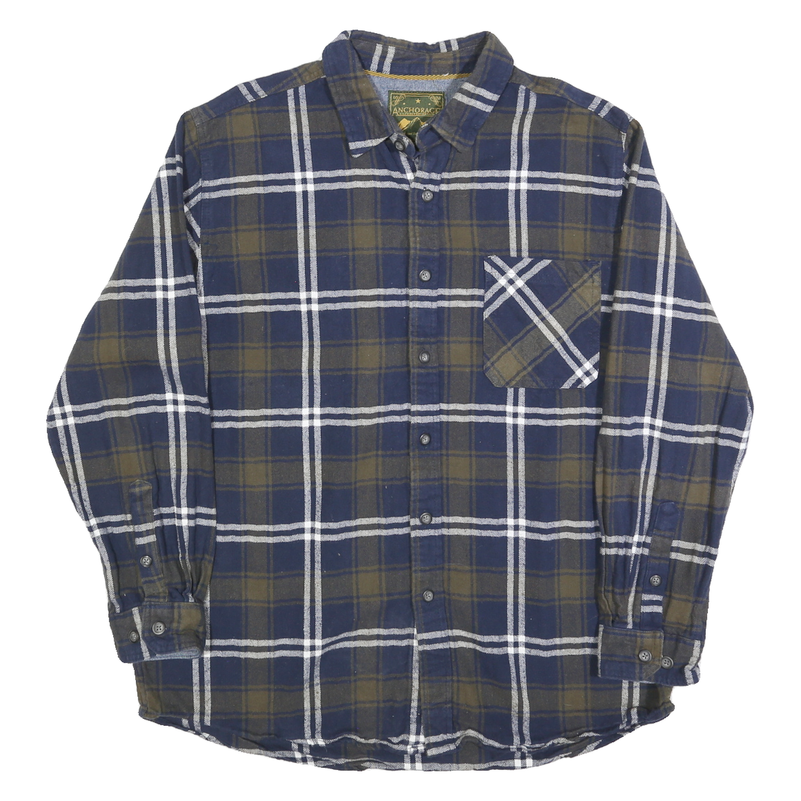 ANCHORAGE Mens Blue & Brown Check Shirt XL Casual Classic Cotton Patterned Refurbished - N/A refurbished available on Cerqular