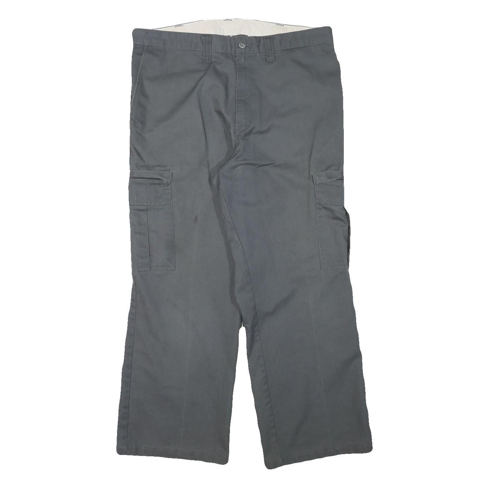 DICKIES Mens Cotton Blend Grey Regular Cargo Trousers W34 L28 Workwear Zip Refurbished - N/A refurbished available on Cerqular
