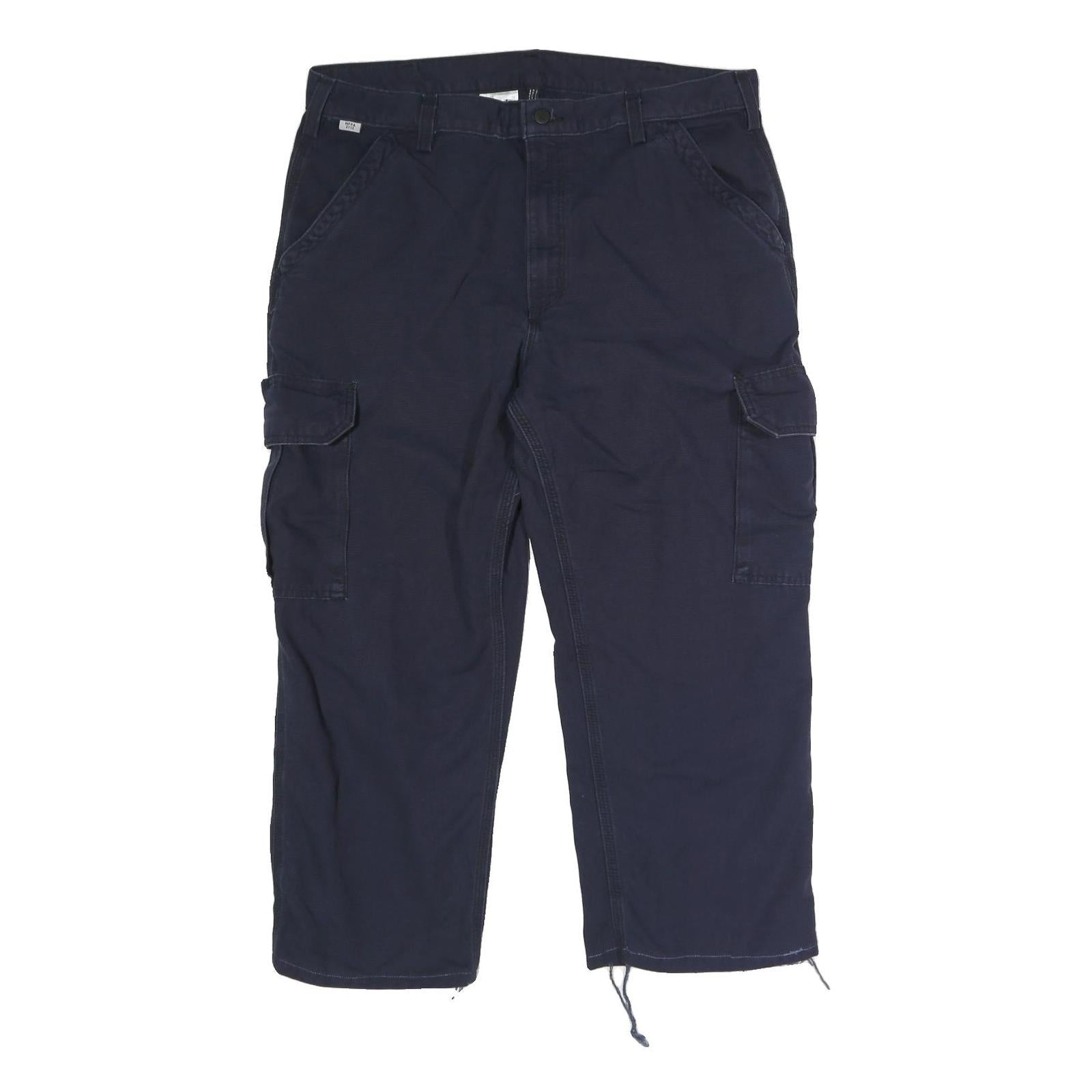 CARHARTT Mens Cotton Blend Navy Regular Straight Trousers W38 L25 Workwear Refurbished - N/A refurbished available on Cerqular